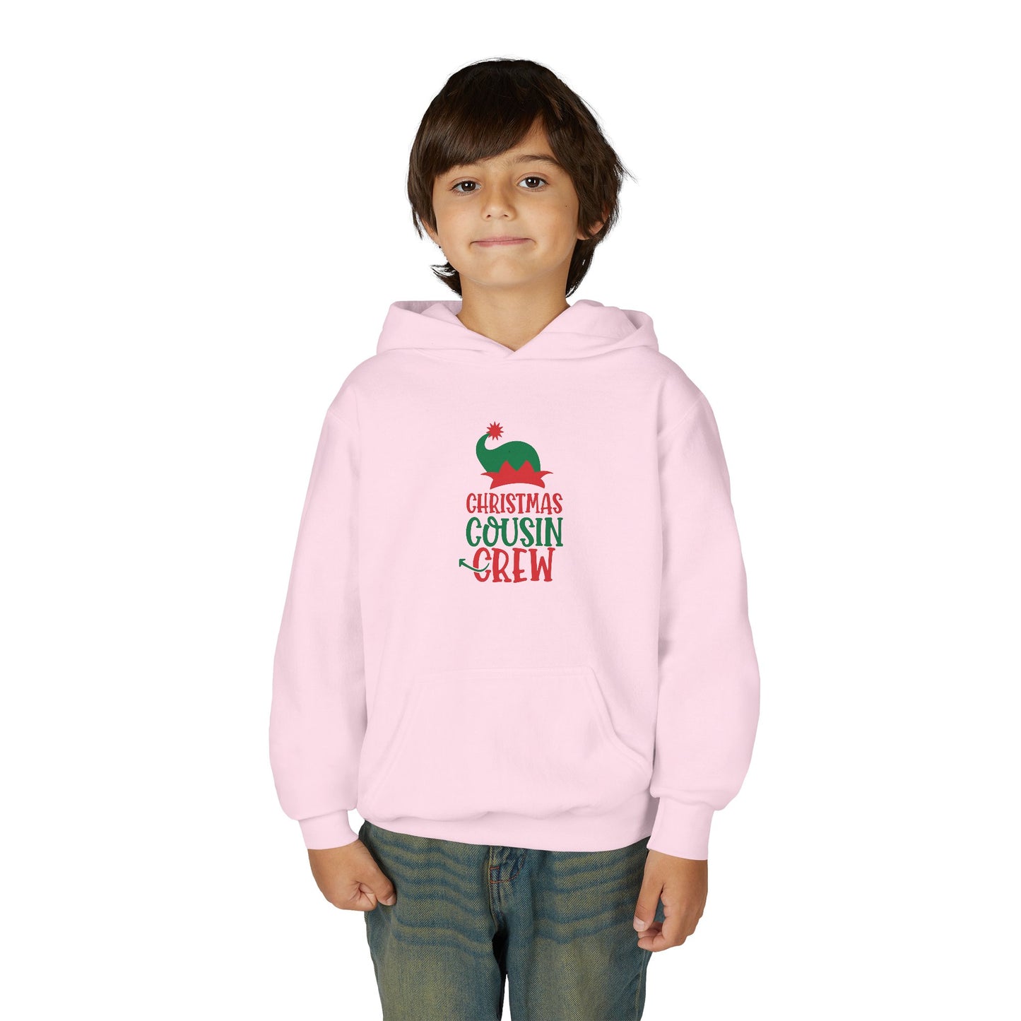 Youth Unisex Hoodie — "Christmas Cousin Crew" Holiday Elf Sweatshirt