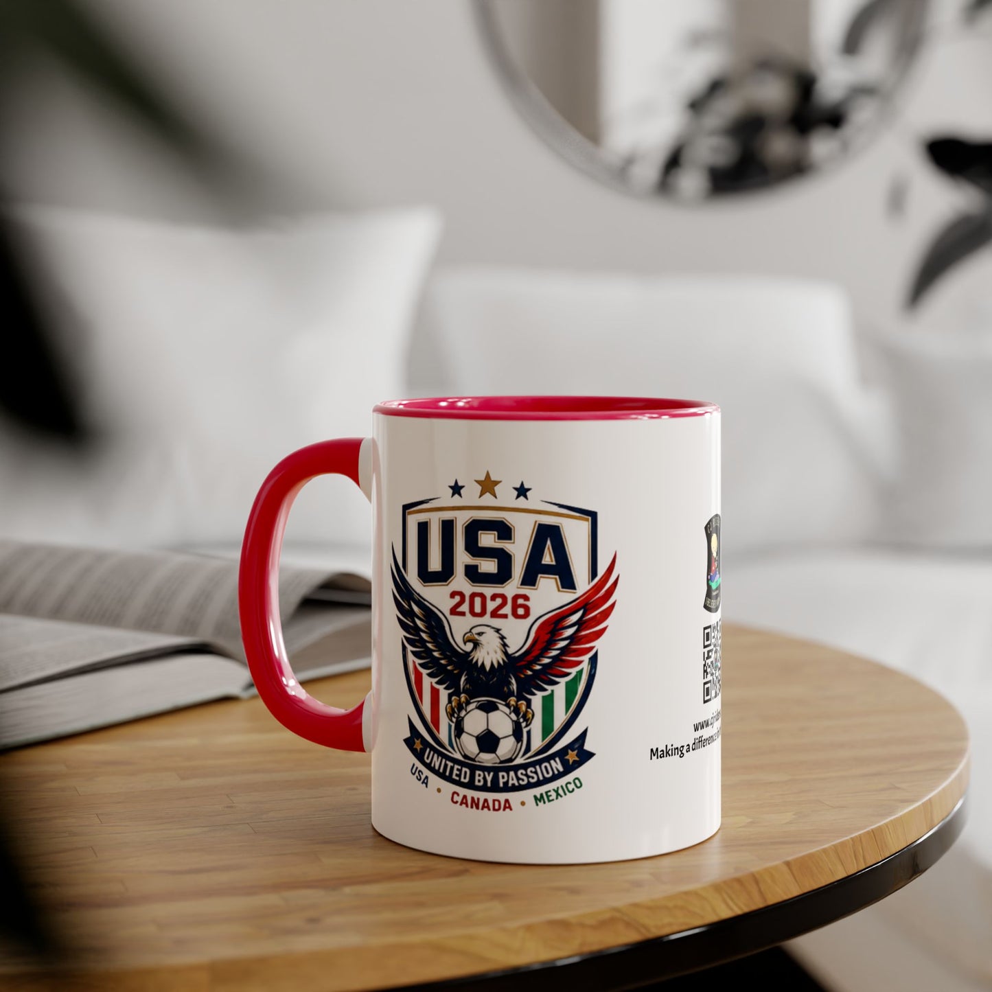 USA 2026 Soccer Crest Mug — United by Passion Accent 11oz