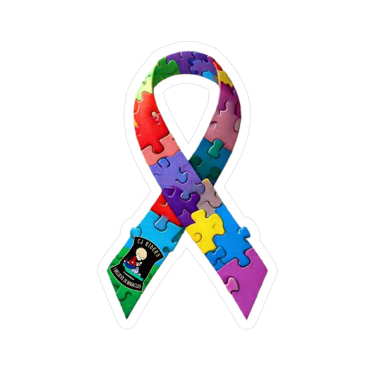 Autism Awareness Puzzle Ribbon Sticker — Kiss-Cut Vinyl Decal