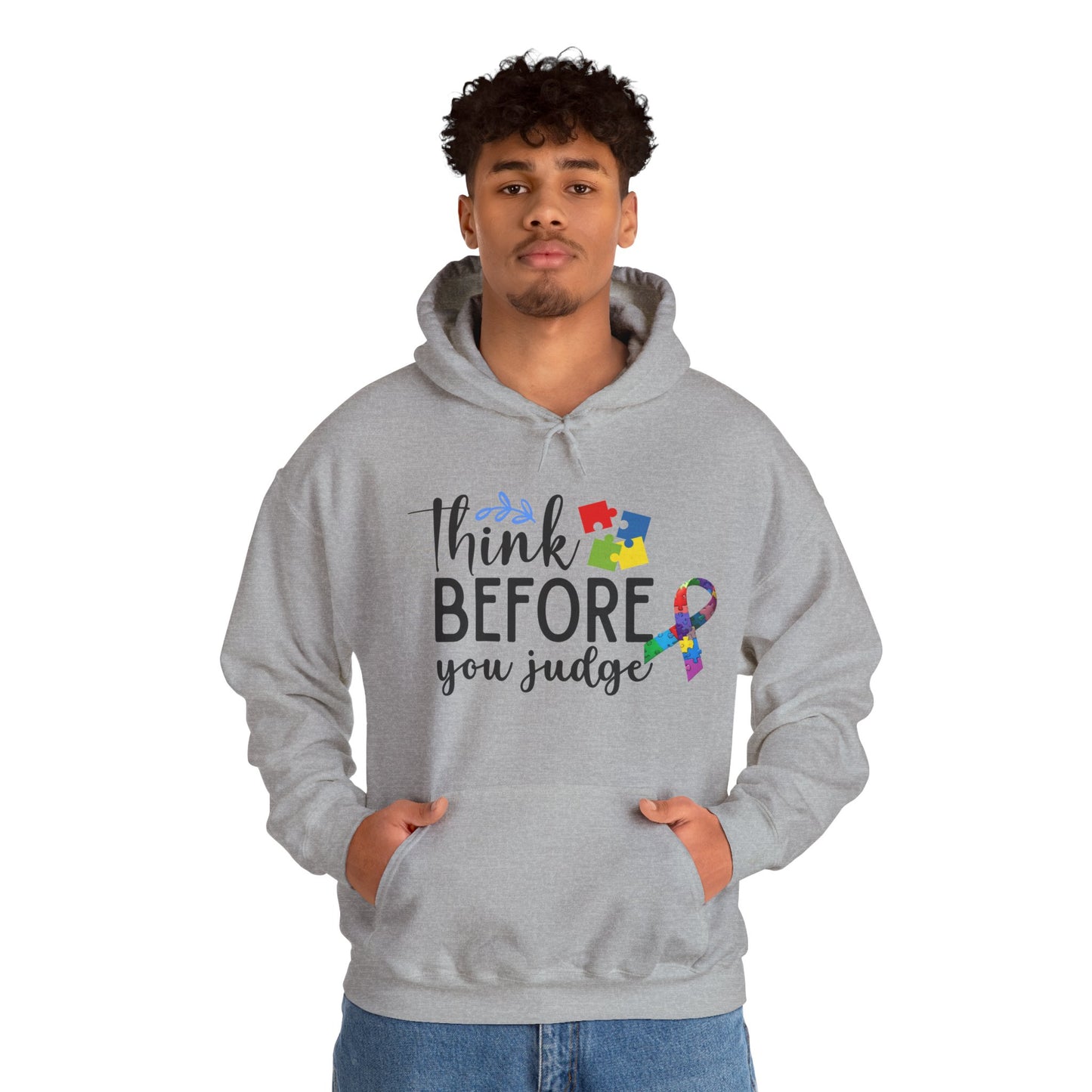 Awareness Ribbon Hooded Sweatshirt - Think Before You Judge