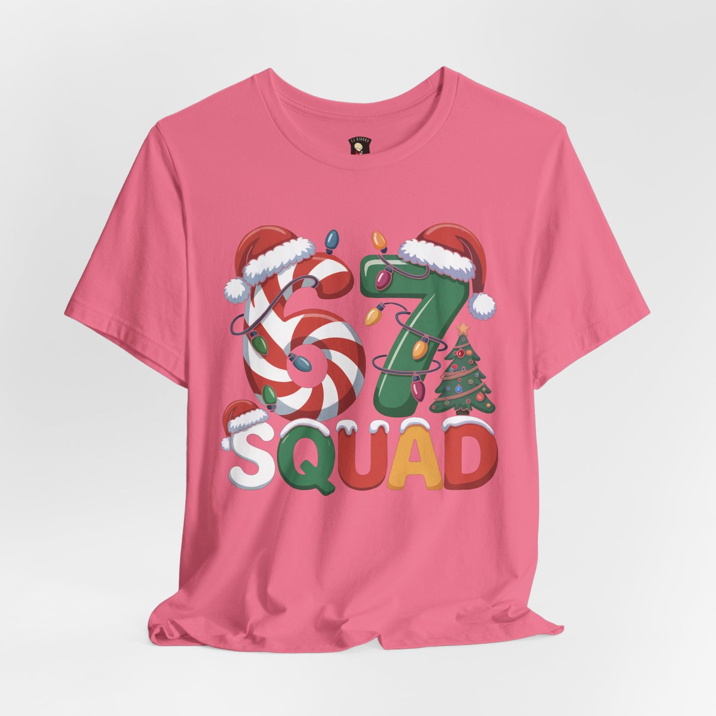 Christmas 67 Squad Unisex Tee — Holiday Candy Cane & Tree Graphic Shirt