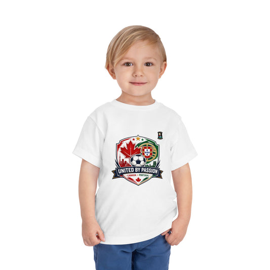 Toddler Tee — "United by Passion" Canada Portugal Soccer Crest