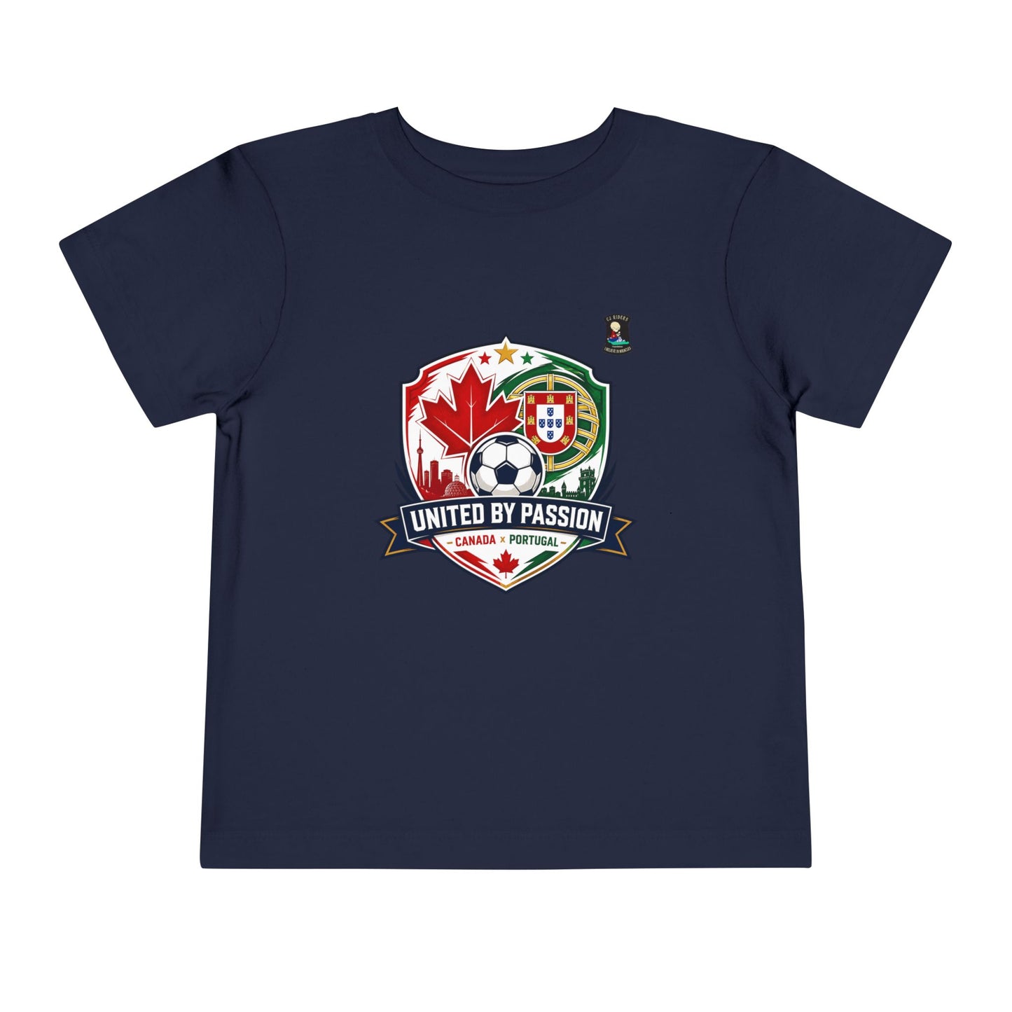Toddler Tee — "United by Passion" Canada Portugal Soccer Crest