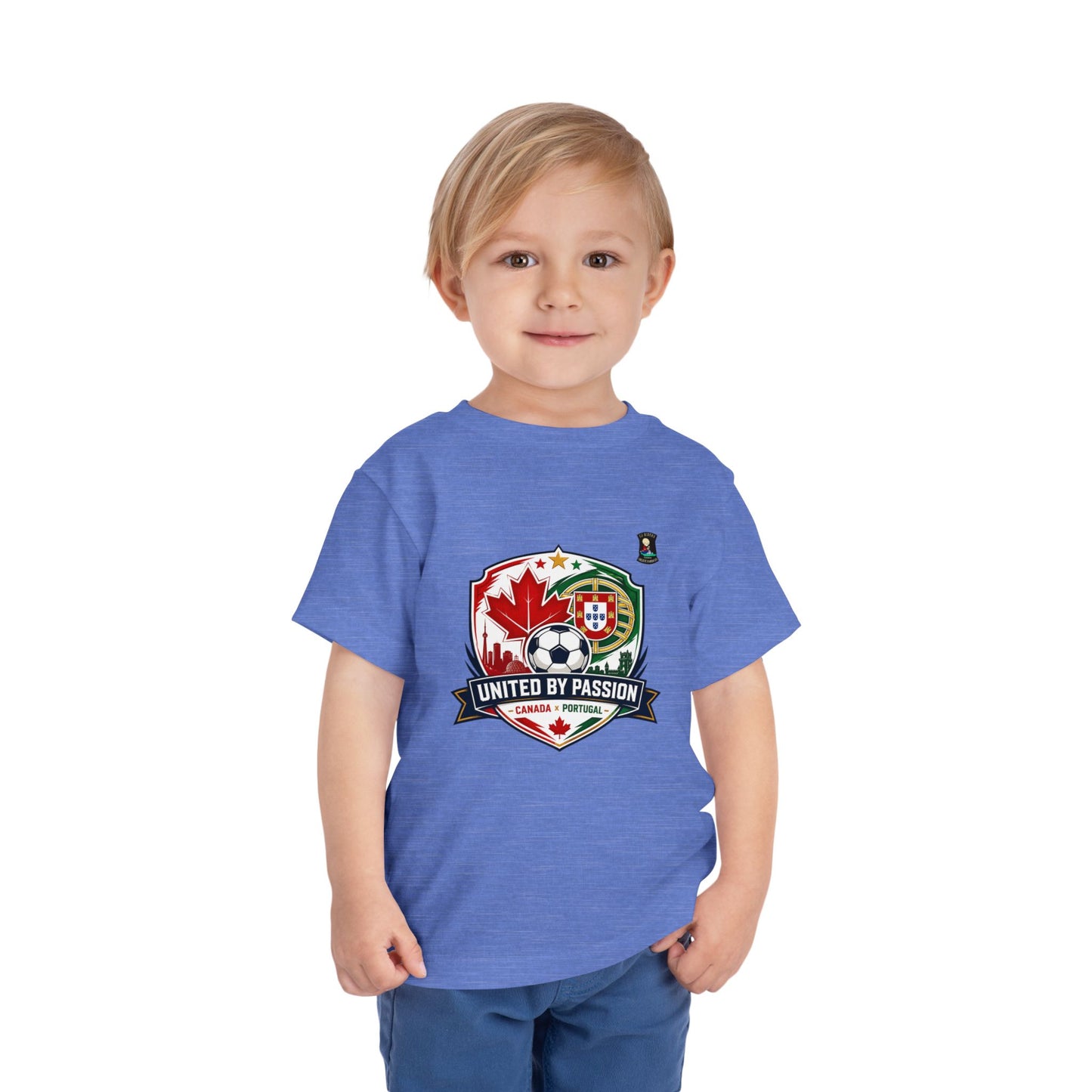 Toddler Tee — "United by Passion" Canada Portugal Soccer Crest