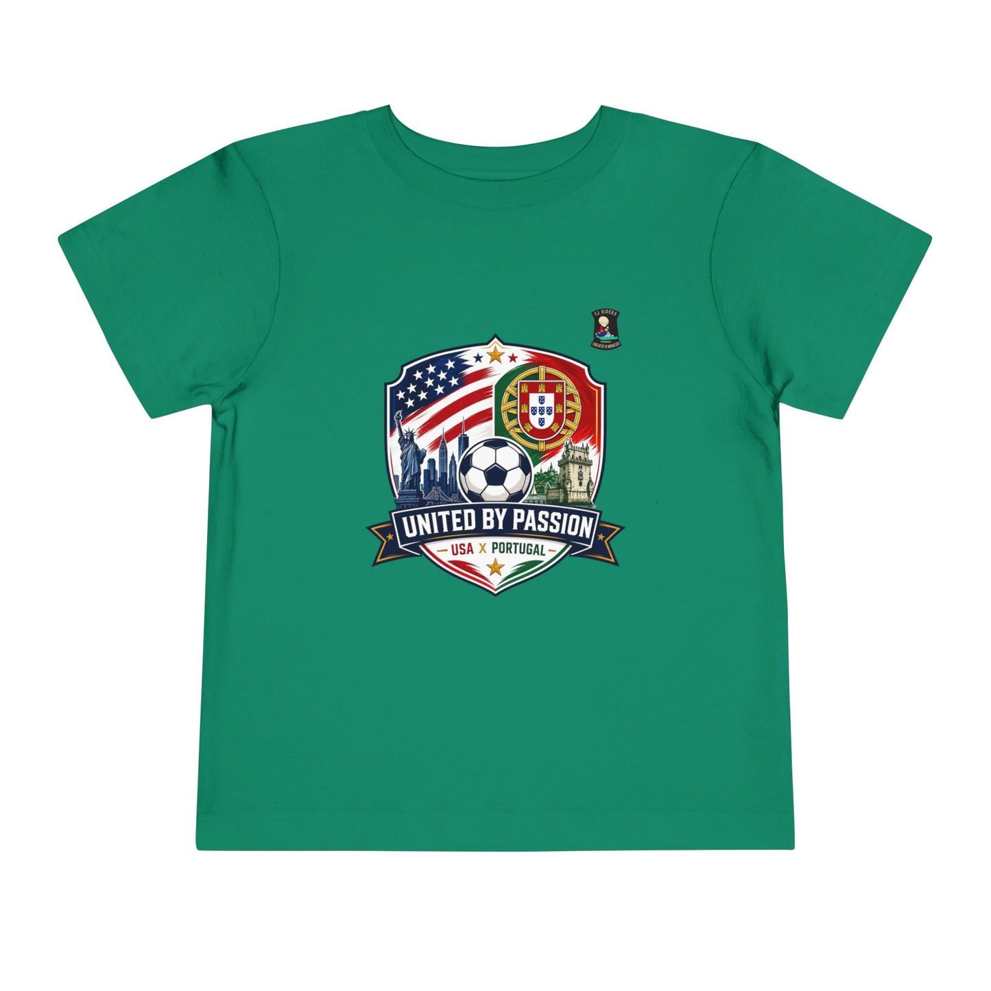 Toddler Tee - "United by Passion" USA & Portugal Flag Crest