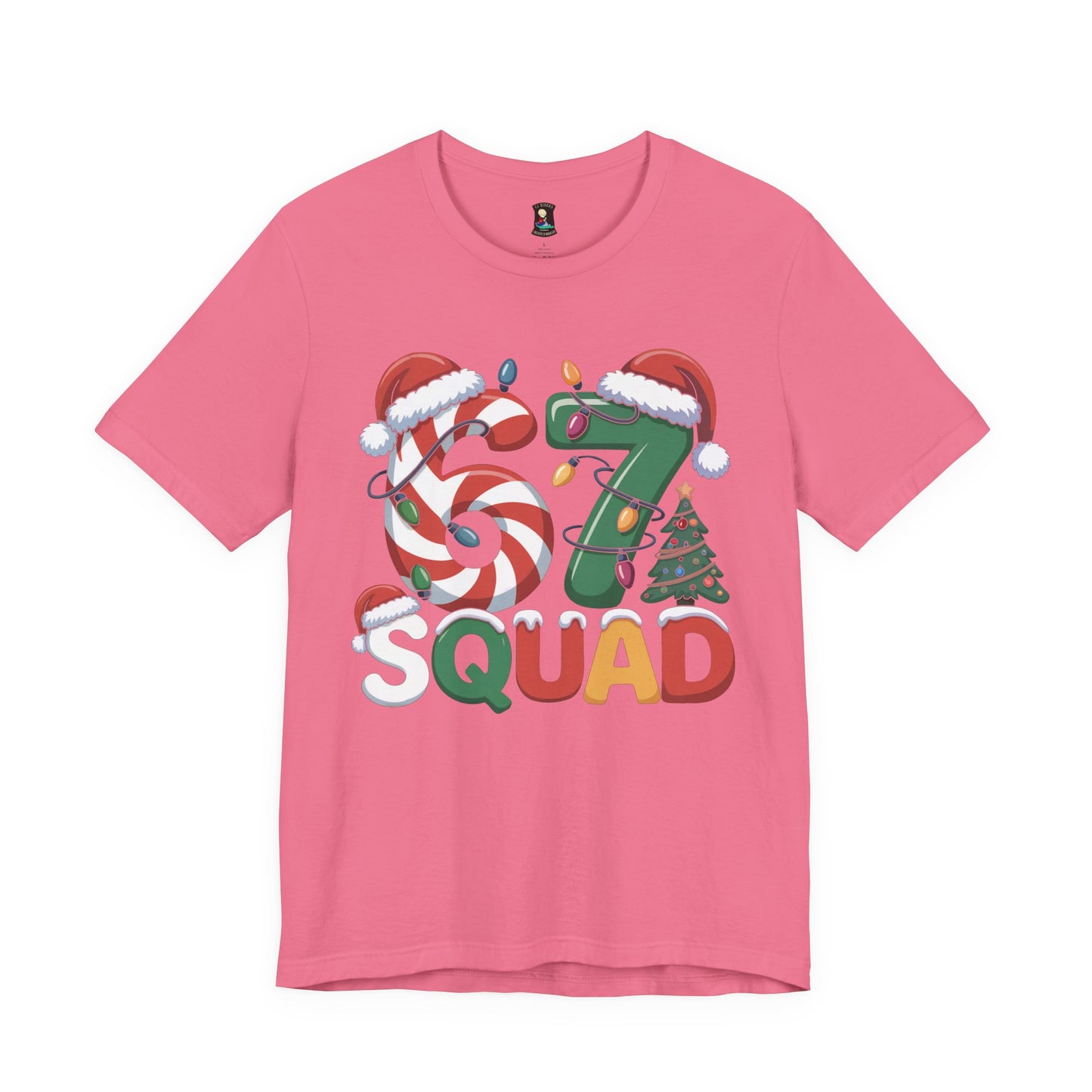 Christmas 67 Squad Unisex Tee — Holiday Candy Cane & Tree Graphic Shirt