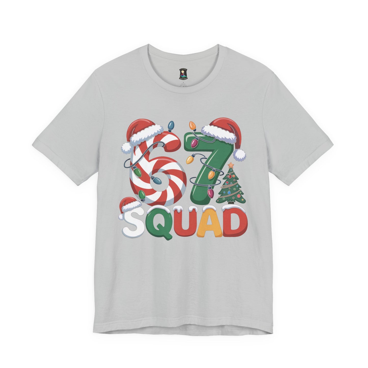 Christmas 67 Squad Unisex Tee — Holiday Candy Cane & Tree Graphic Shirt