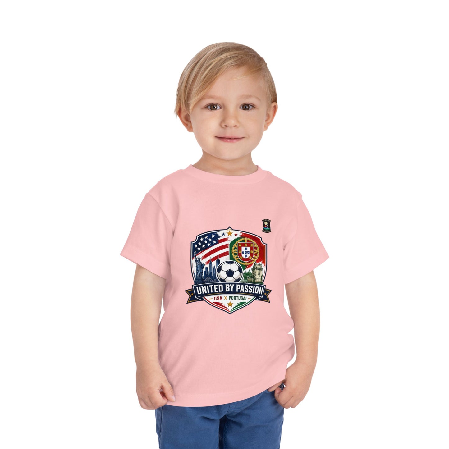 Toddler Tee - "United by Passion" USA & Portugal Flag Crest