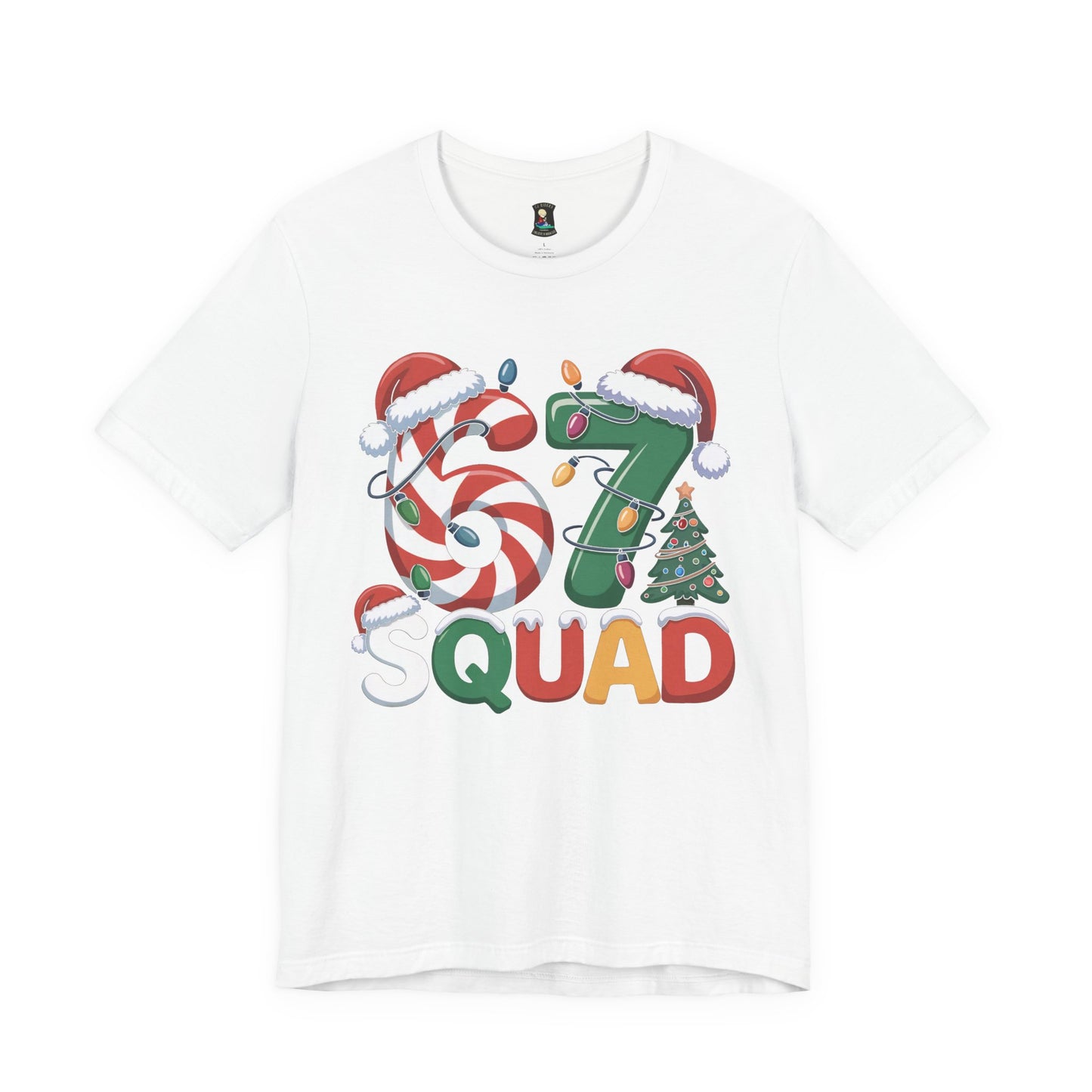 Christmas 67 Squad Unisex Tee — Holiday Candy Cane & Tree Graphic Shirt