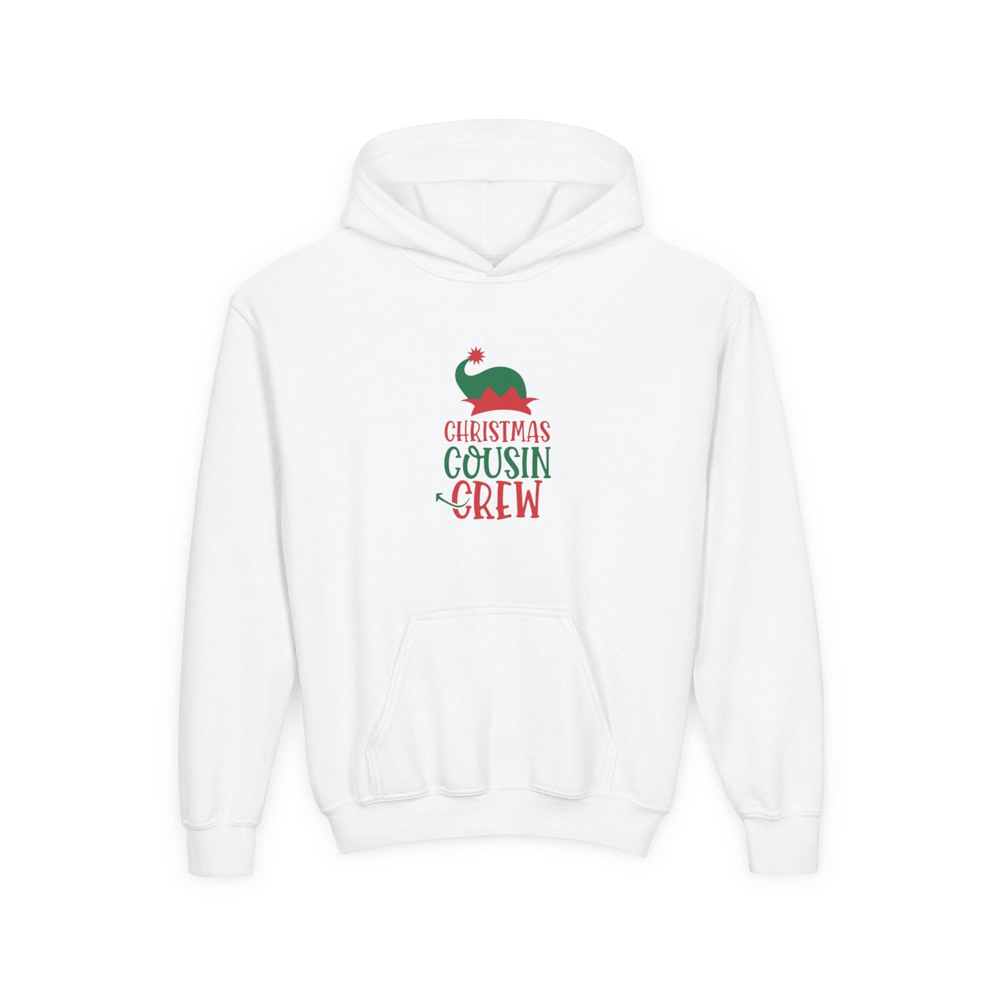 Youth Unisex Hoodie — "Christmas Cousin Crew" Holiday Elf Sweatshirt