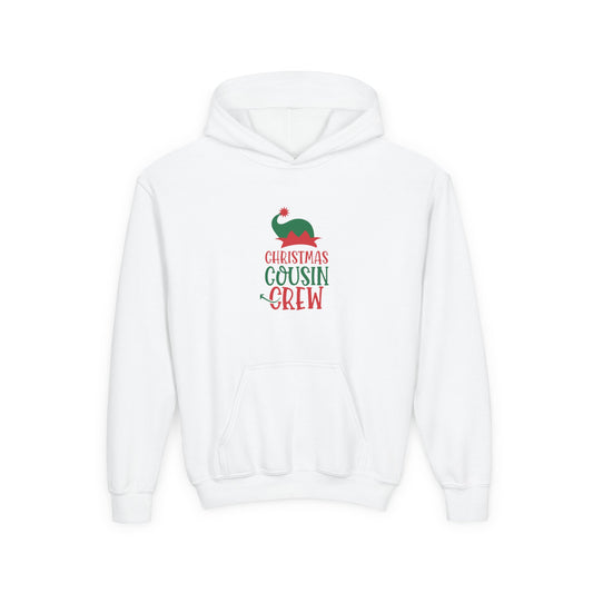Youth Unisex Hoodie — "Christmas Cousin Crew" Holiday Elf Sweatshirt