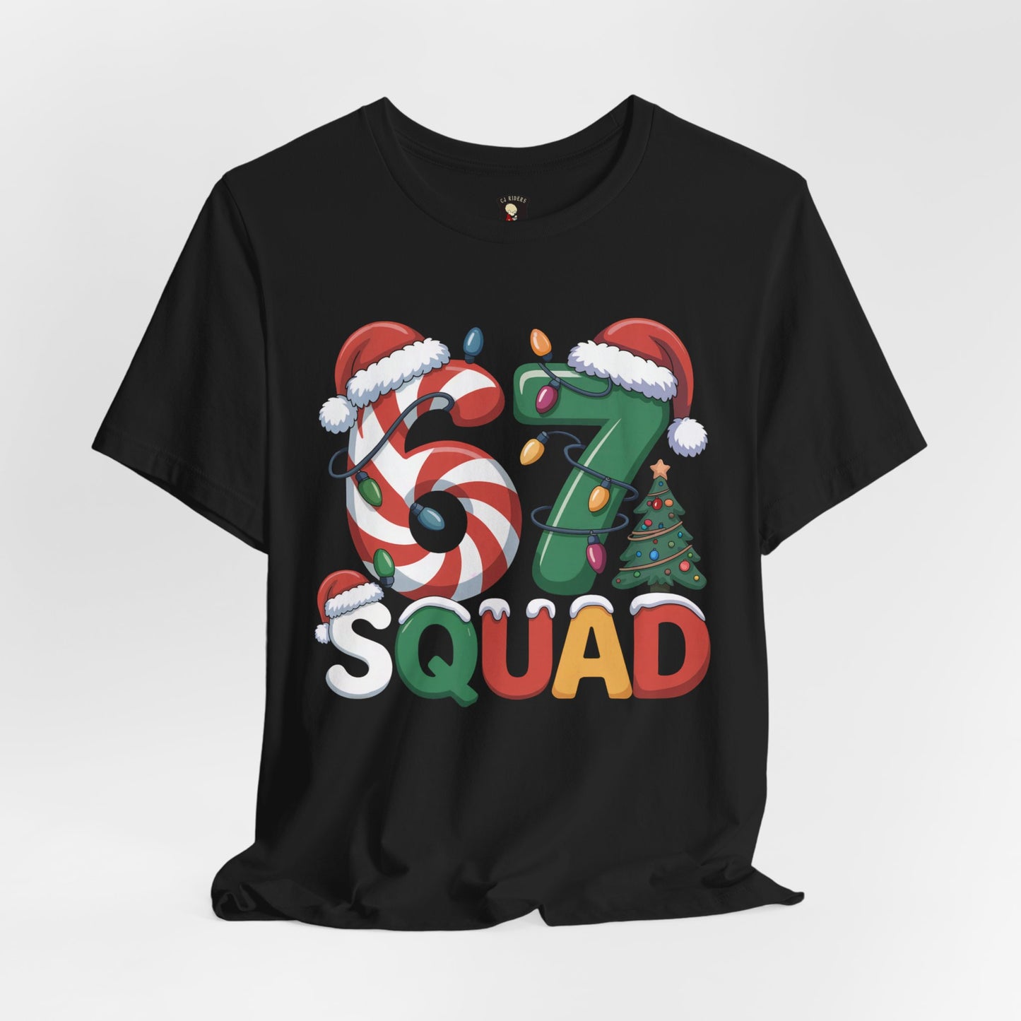 Christmas 67 Squad Unisex Tee — Holiday Candy Cane & Tree Graphic Shirt