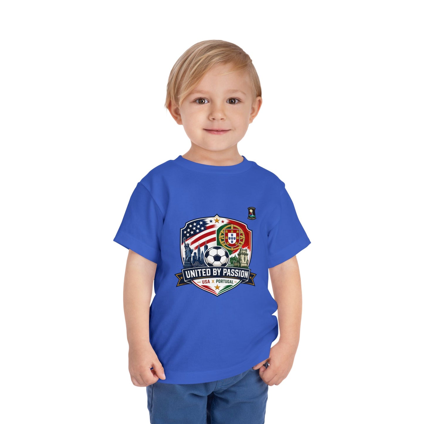 Toddler Tee - "United by Passion" USA & Portugal Flag Crest