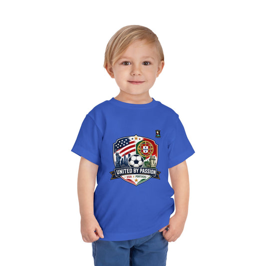Toddler Tee - "United by Passion" USA & Portugal Flag Crest