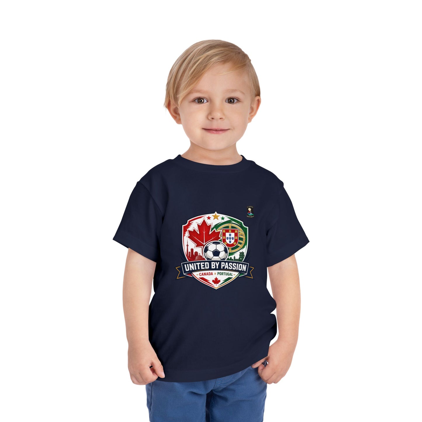 Toddler Tee — "United by Passion" Canada Portugal Soccer Crest
