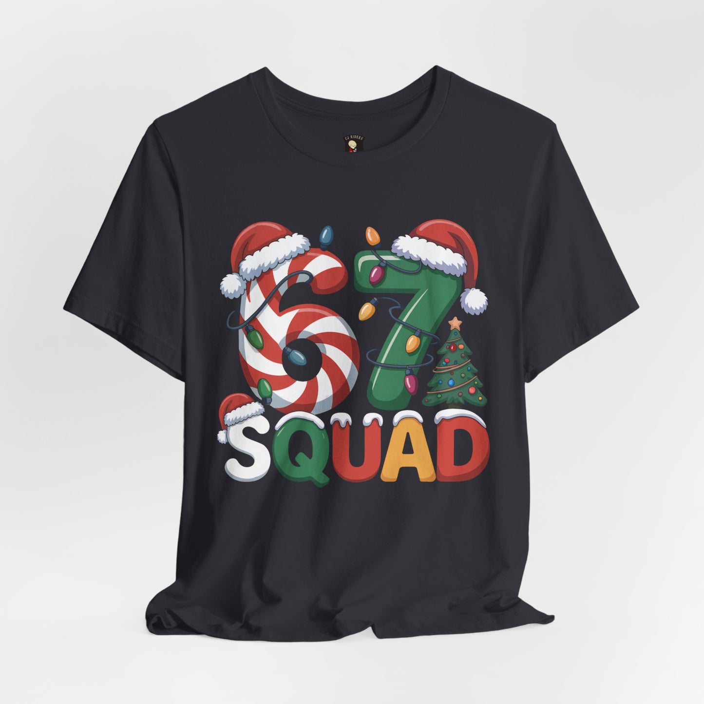 Christmas 67 Squad Unisex Tee — Holiday Candy Cane & Tree Graphic Shirt