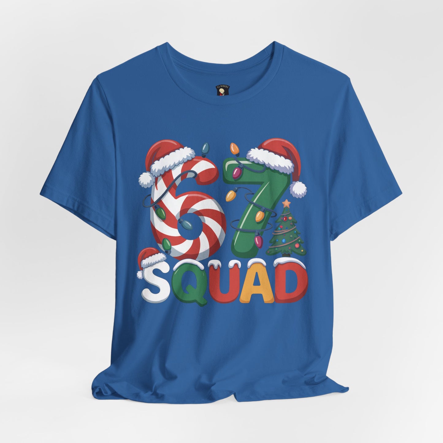 Christmas 67 Squad Unisex Tee — Holiday Candy Cane & Tree Graphic Shirt