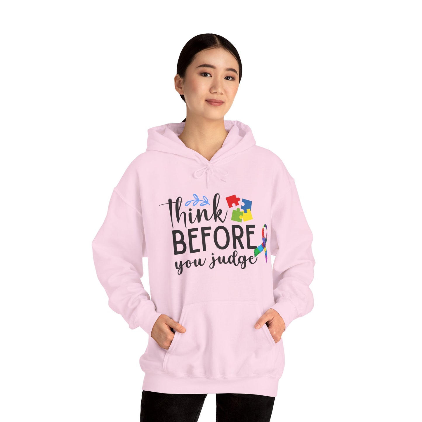 Awareness Ribbon Hooded Sweatshirt - Think Before You Judge