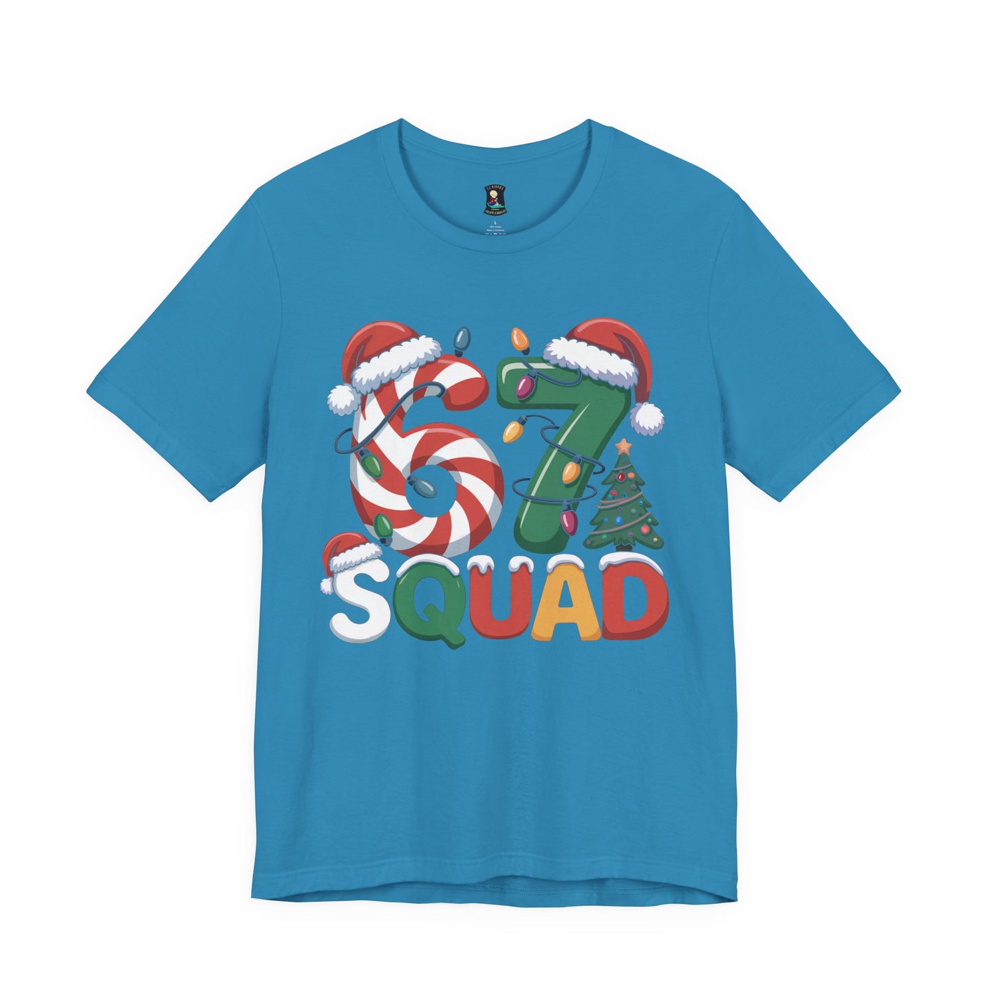 Christmas 67 Squad Unisex Tee — Holiday Candy Cane & Tree Graphic Shirt