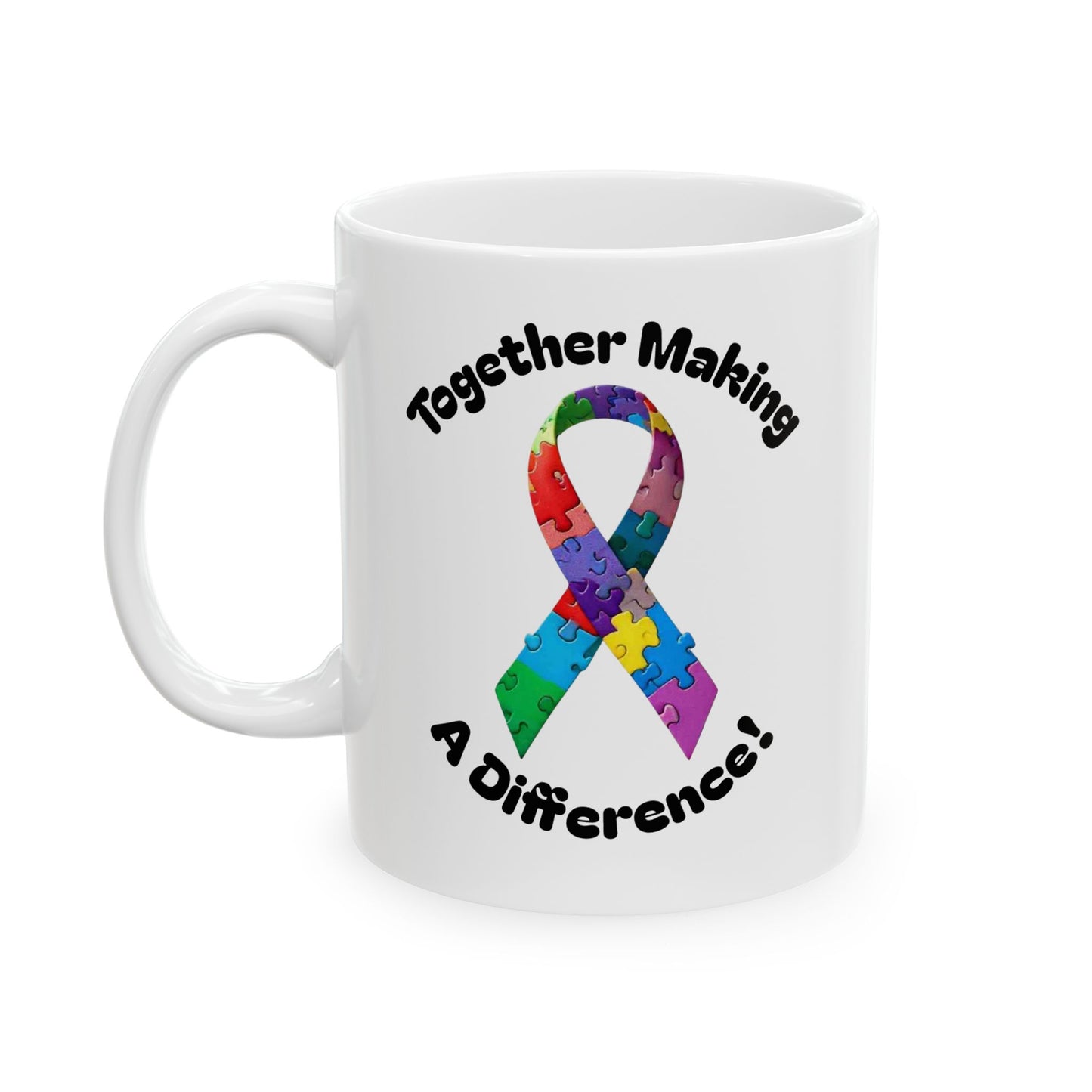 Colorful Puzzle Ribbon Ceramic Mug - Together Making a Difference