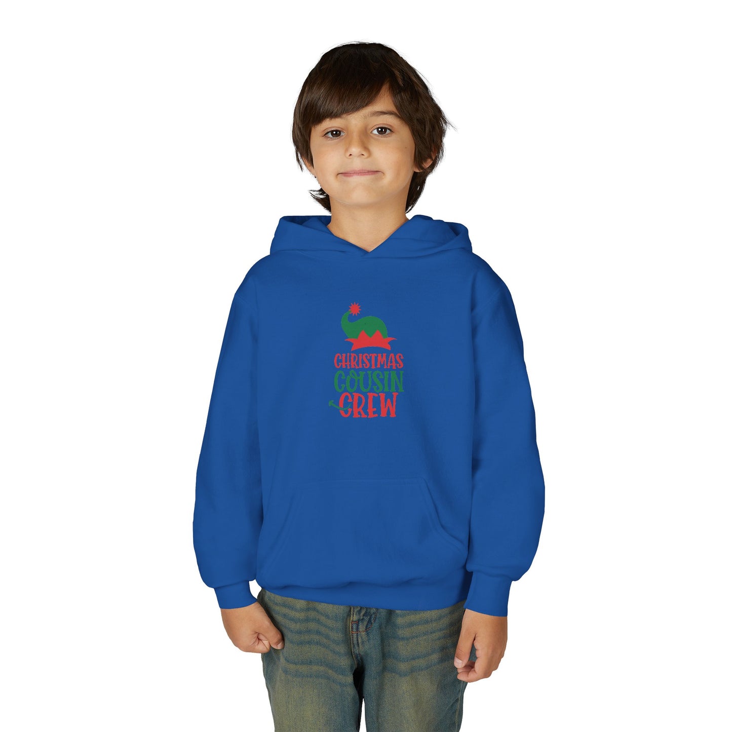 Youth Unisex Hoodie — "Christmas Cousin Crew" Holiday Elf Sweatshirt