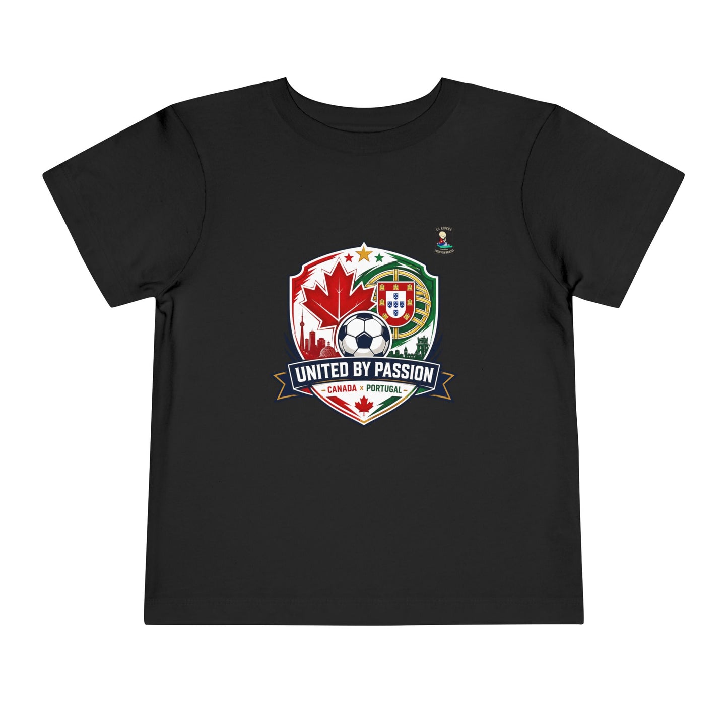 Toddler Tee — "United by Passion" Canada Portugal Soccer Crest