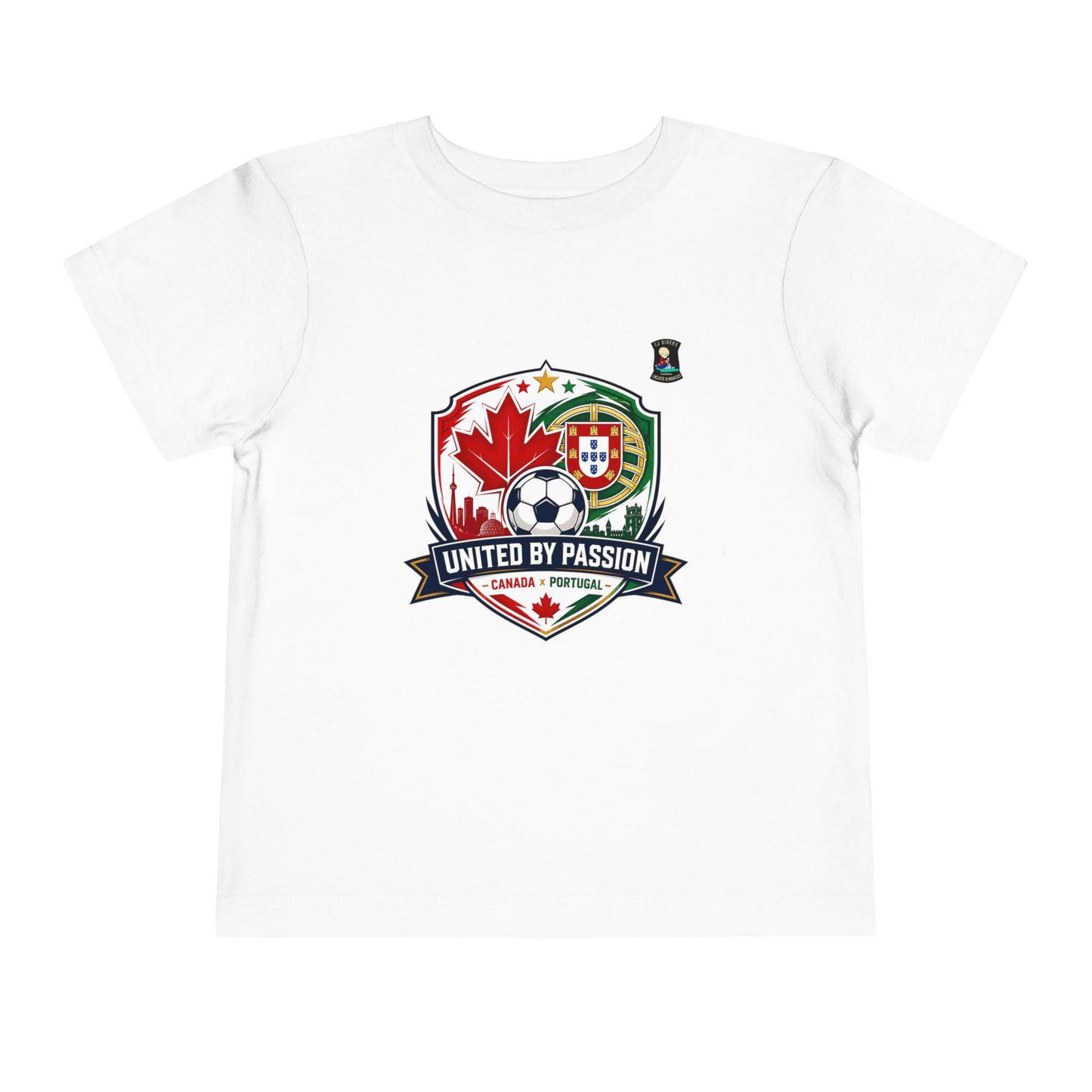 Toddler Tee — "United by Passion" Canada Portugal Soccer Crest