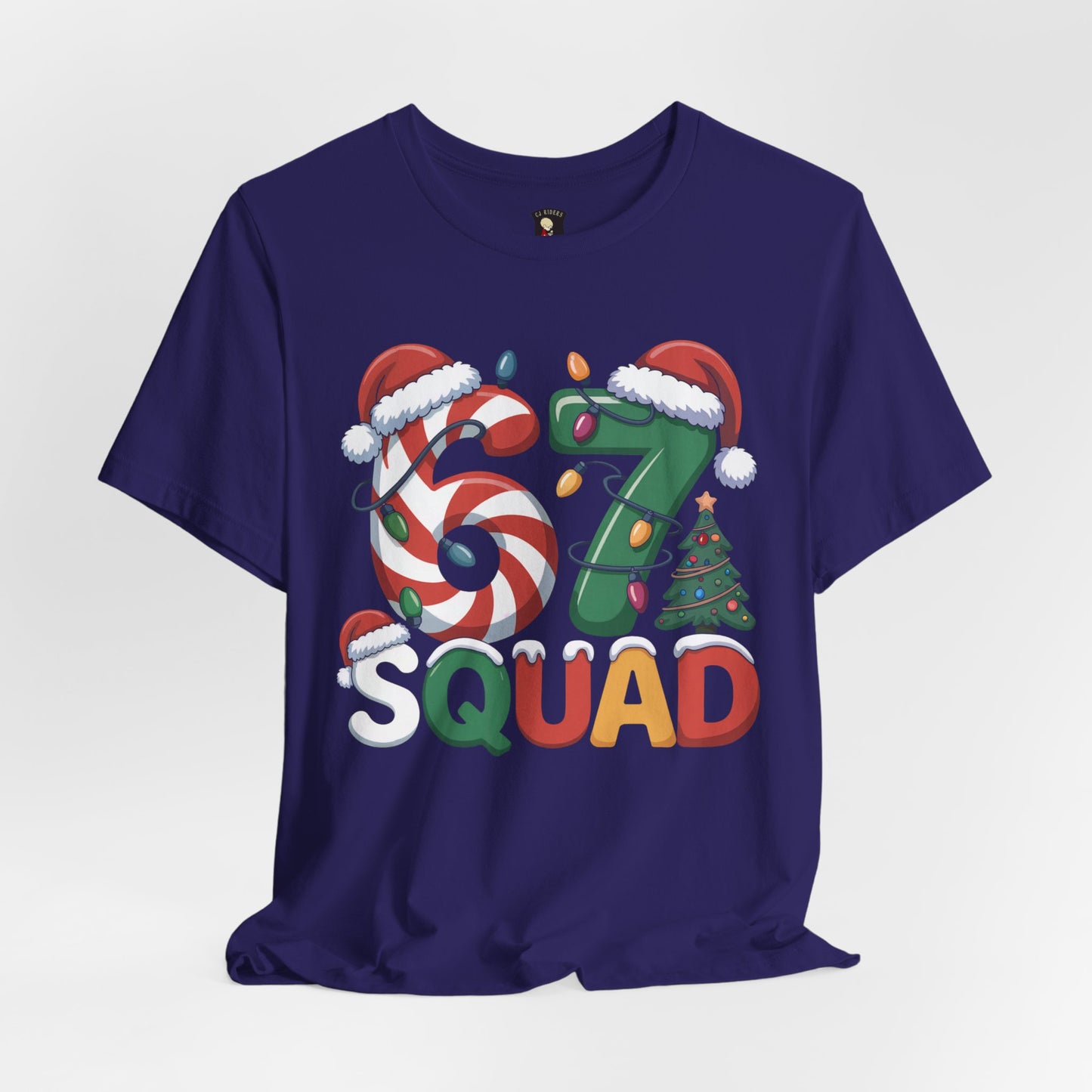 Christmas 67 Squad Unisex Tee — Holiday Candy Cane & Tree Graphic Shirt