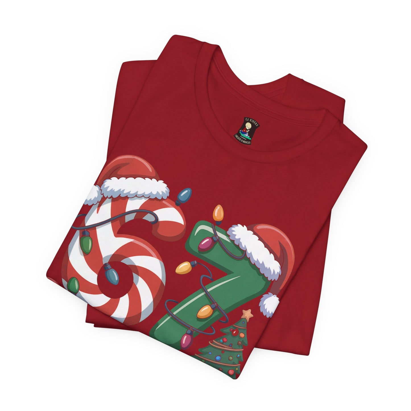 Christmas 67 Squad Unisex Tee — Holiday Candy Cane & Tree Graphic Shirt