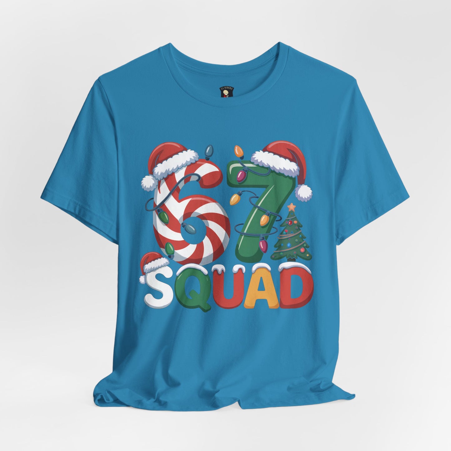 Christmas 67 Squad Unisex Tee — Holiday Candy Cane & Tree Graphic Shirt