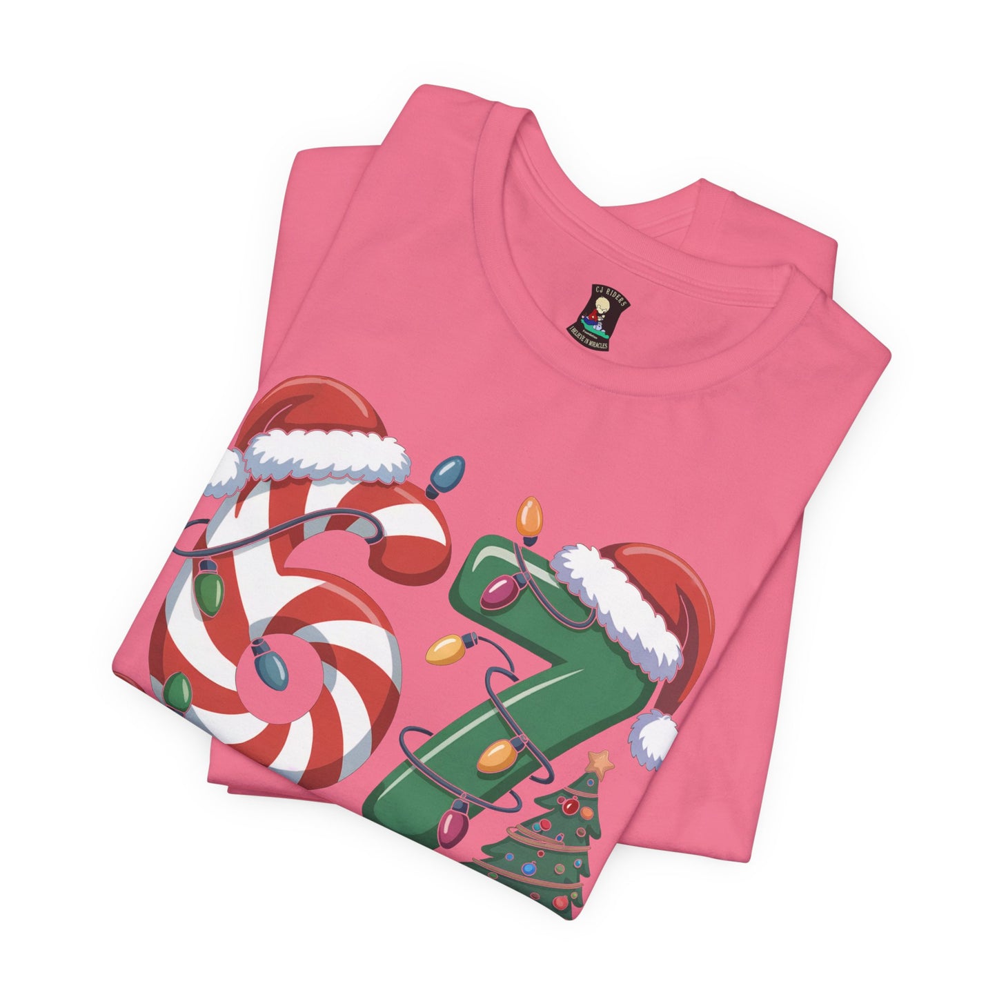 Christmas 67 Squad Unisex Tee — Holiday Candy Cane & Tree Graphic Shirt