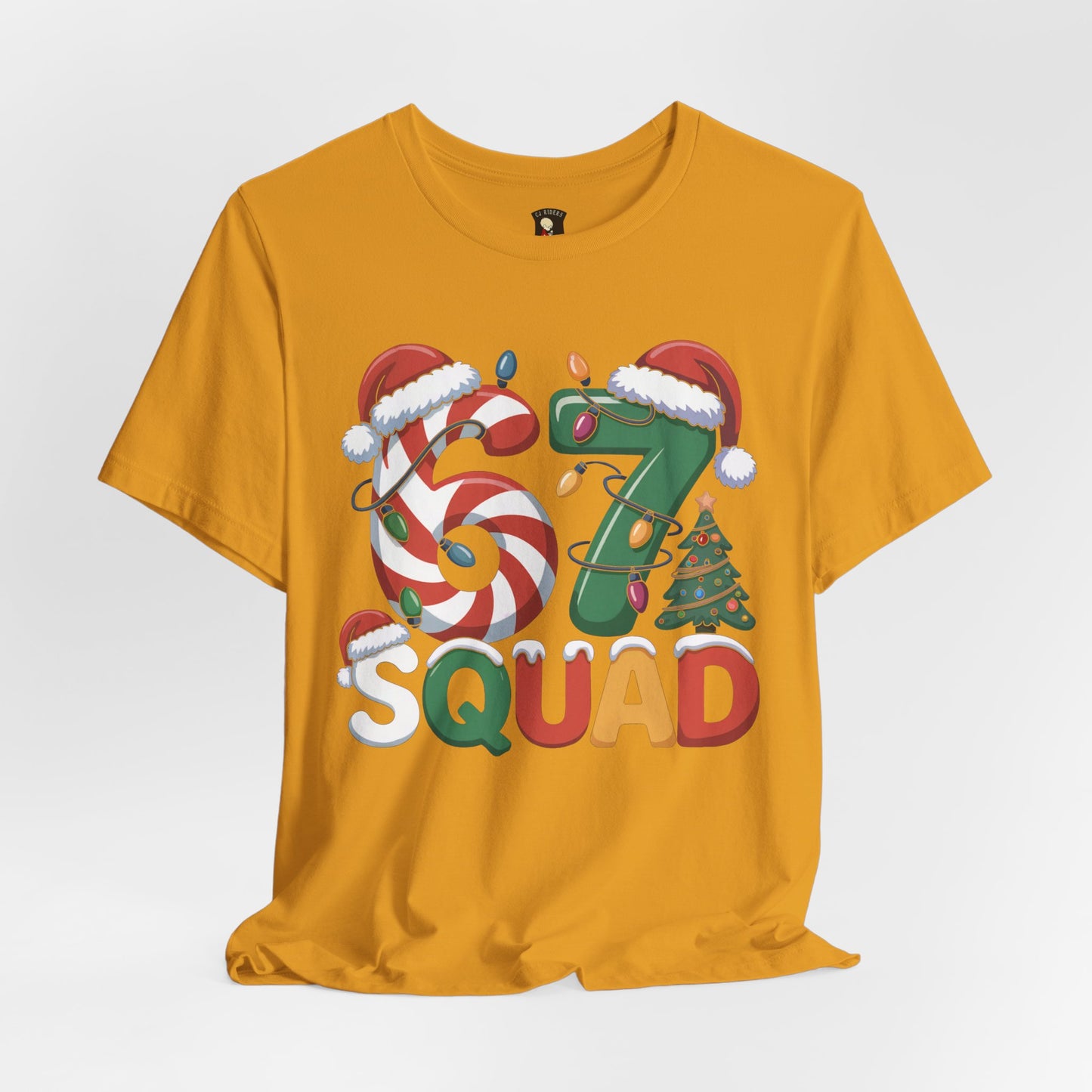 Christmas 67 Squad Unisex Tee — Holiday Candy Cane & Tree Graphic Shirt