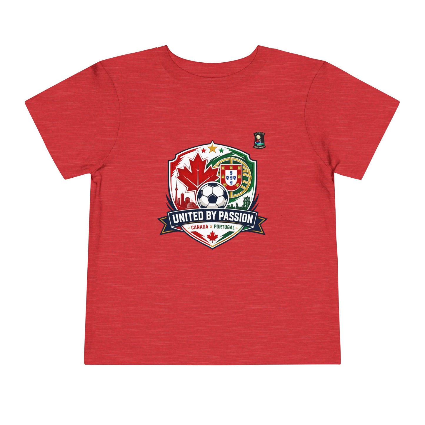 Toddler Tee — "United by Passion" Canada Portugal Soccer Crest