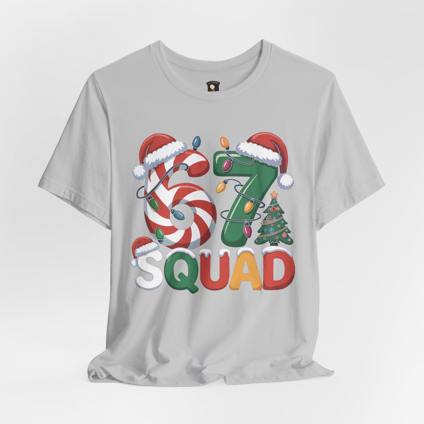 Christmas 67 Squad Unisex Tee — Holiday Candy Cane & Tree Graphic Shirt
