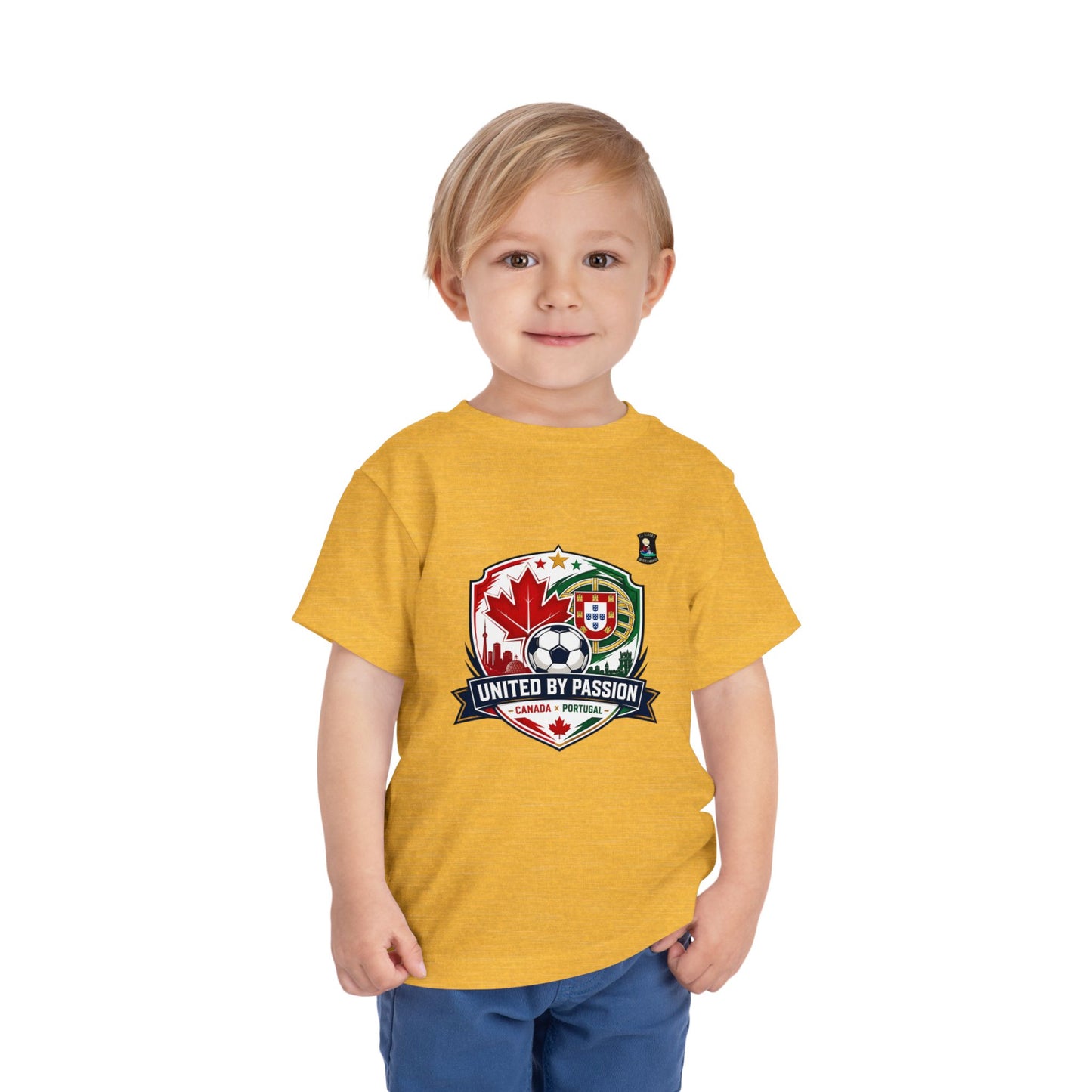 Toddler Tee — "United by Passion" Canada Portugal Soccer Crest