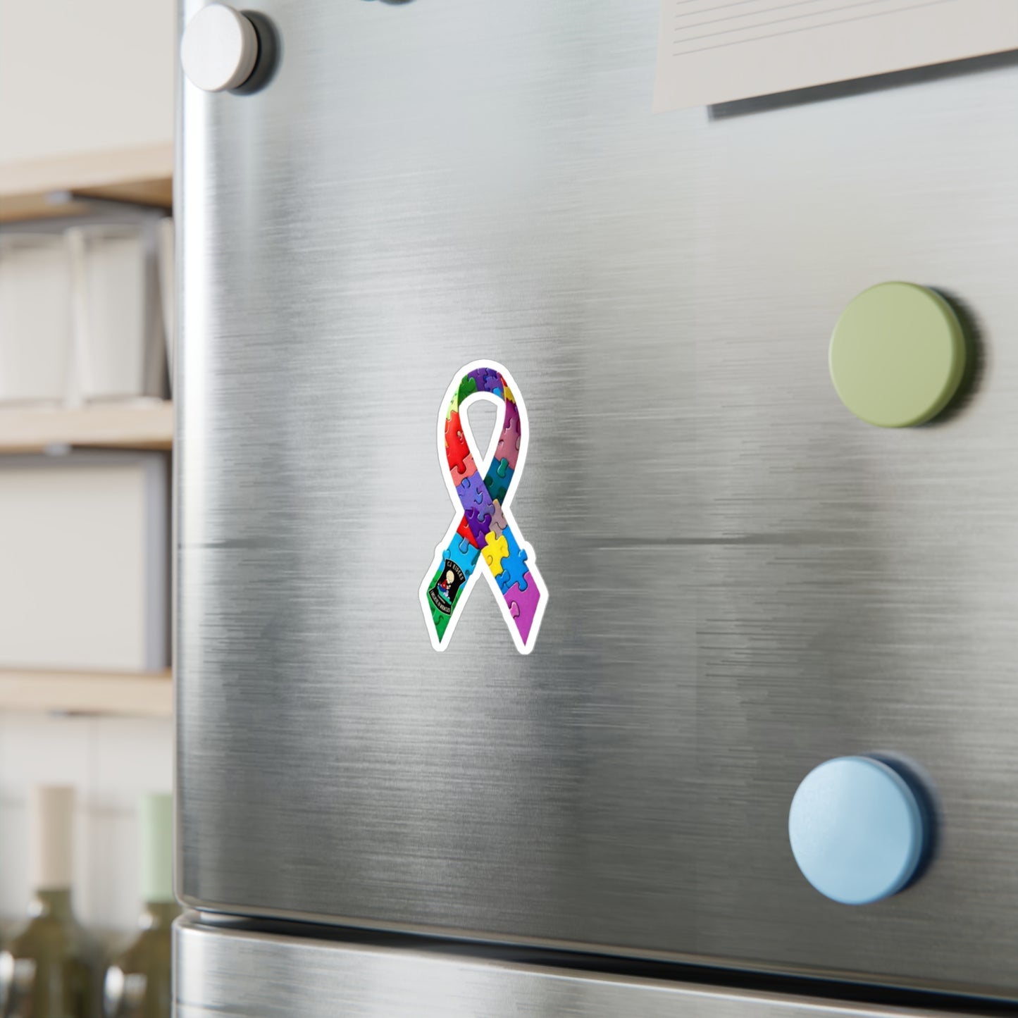 Autism Awareness Puzzle Ribbon Sticker — Kiss-Cut Vinyl Decal