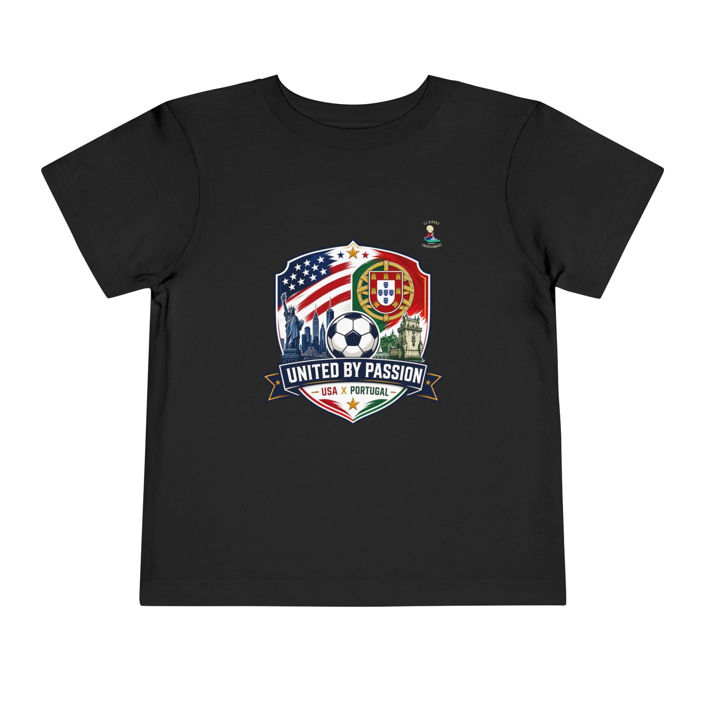 Toddler Tee - "United by Passion" USA & Portugal Flag Crest