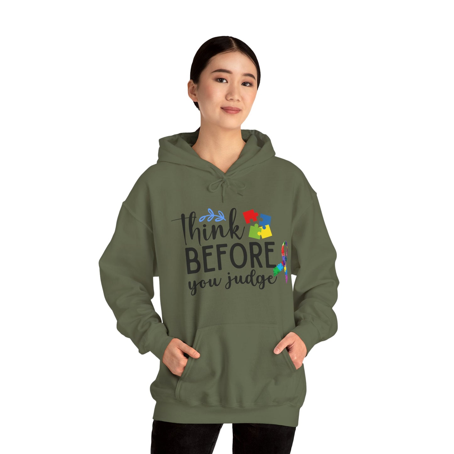 Awareness Ribbon Hooded Sweatshirt - Think Before You Judge