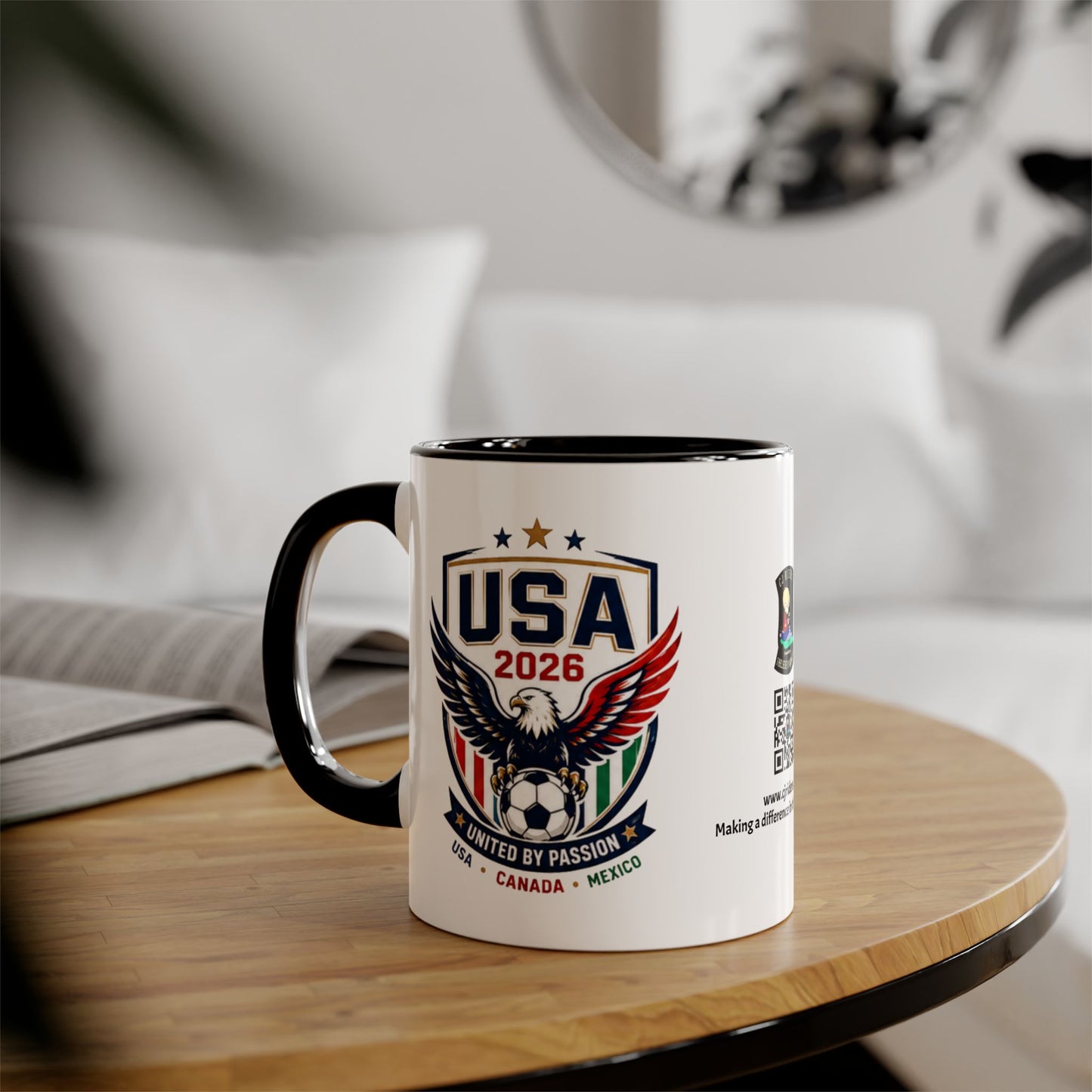 USA 2026 Soccer Crest Mug — United by Passion Accent 11oz