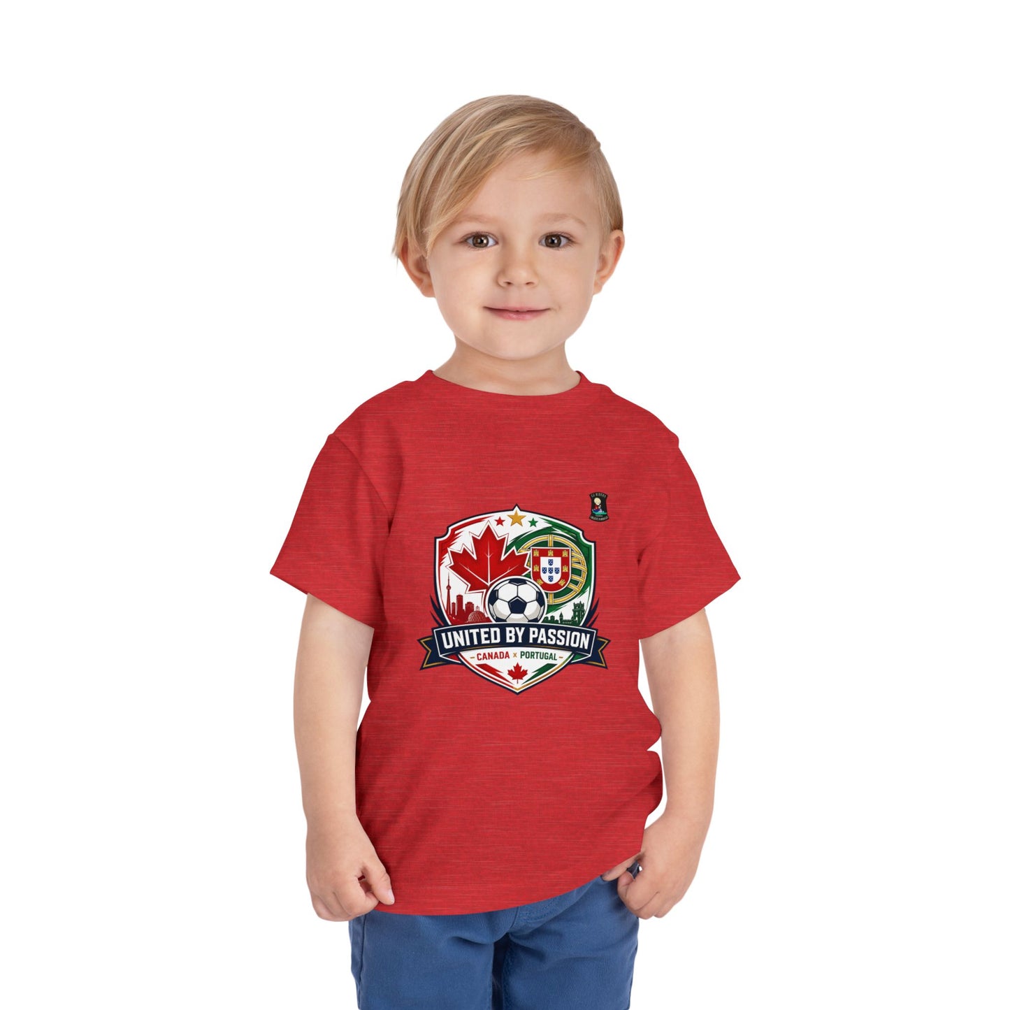 Toddler Tee — "United by Passion" Canada Portugal Soccer Crest