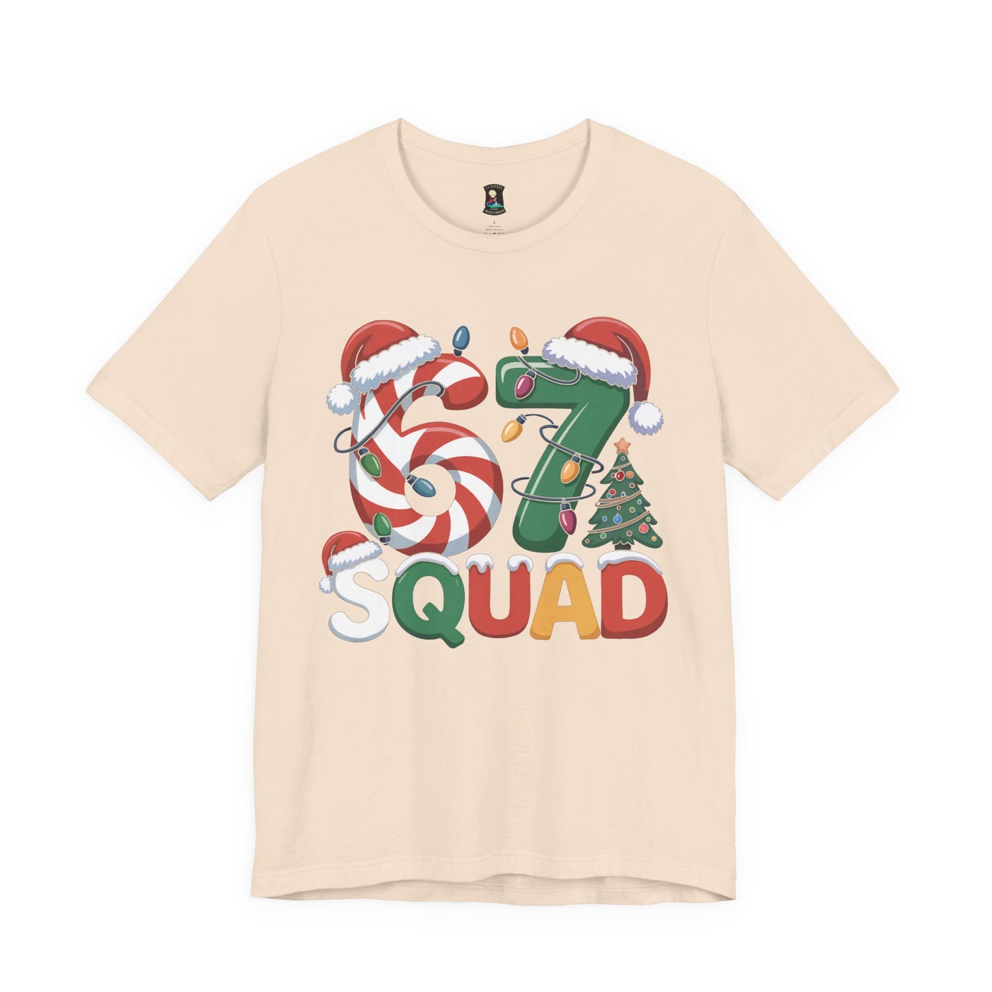 Christmas 67 Squad Unisex Tee — Holiday Candy Cane & Tree Graphic Shirt