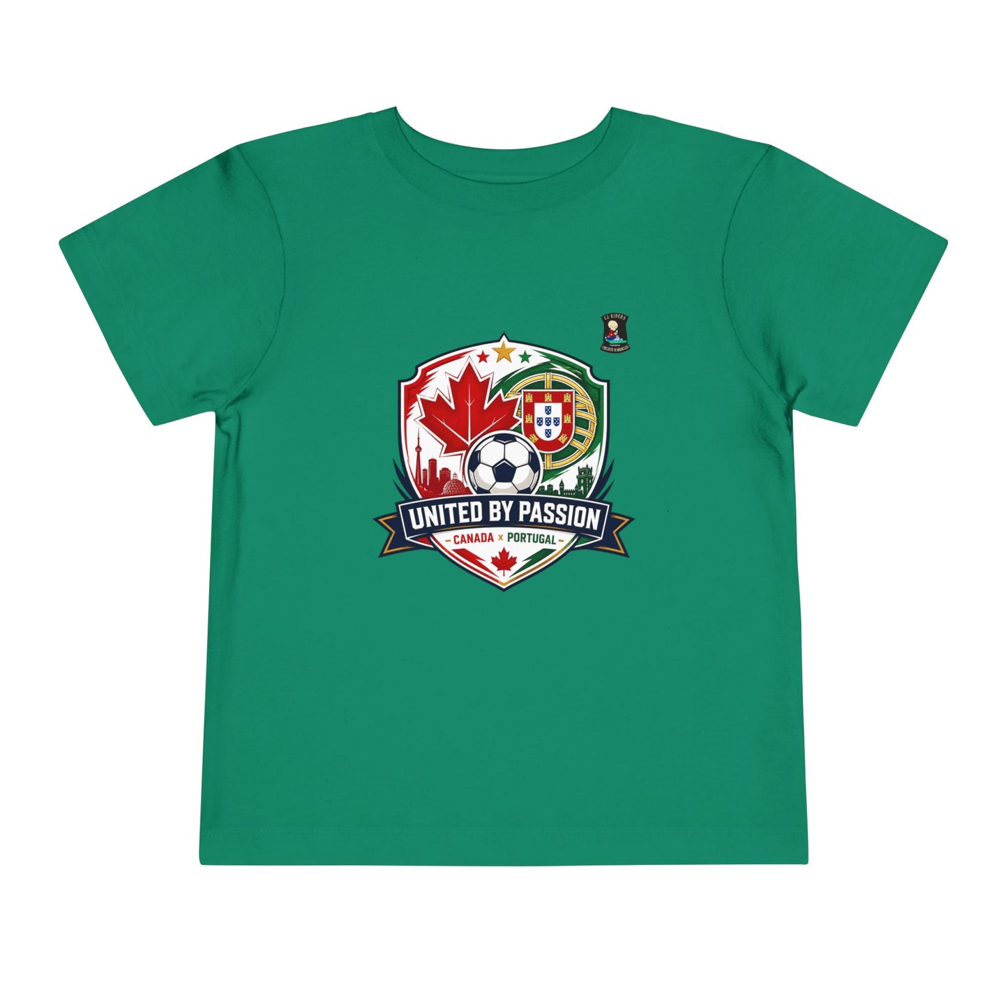 Toddler Tee — "United by Passion" Canada Portugal Soccer Crest