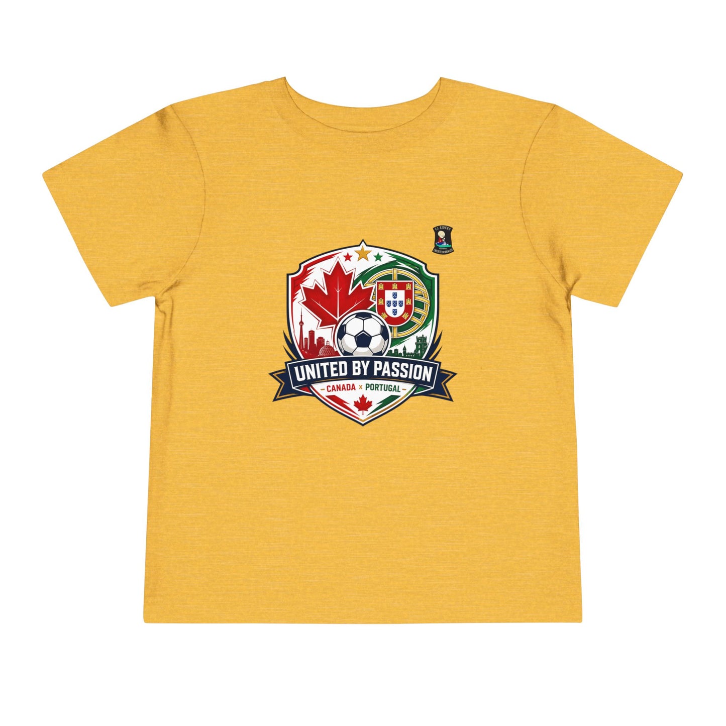 Toddler Tee — "United by Passion" Canada Portugal Soccer Crest