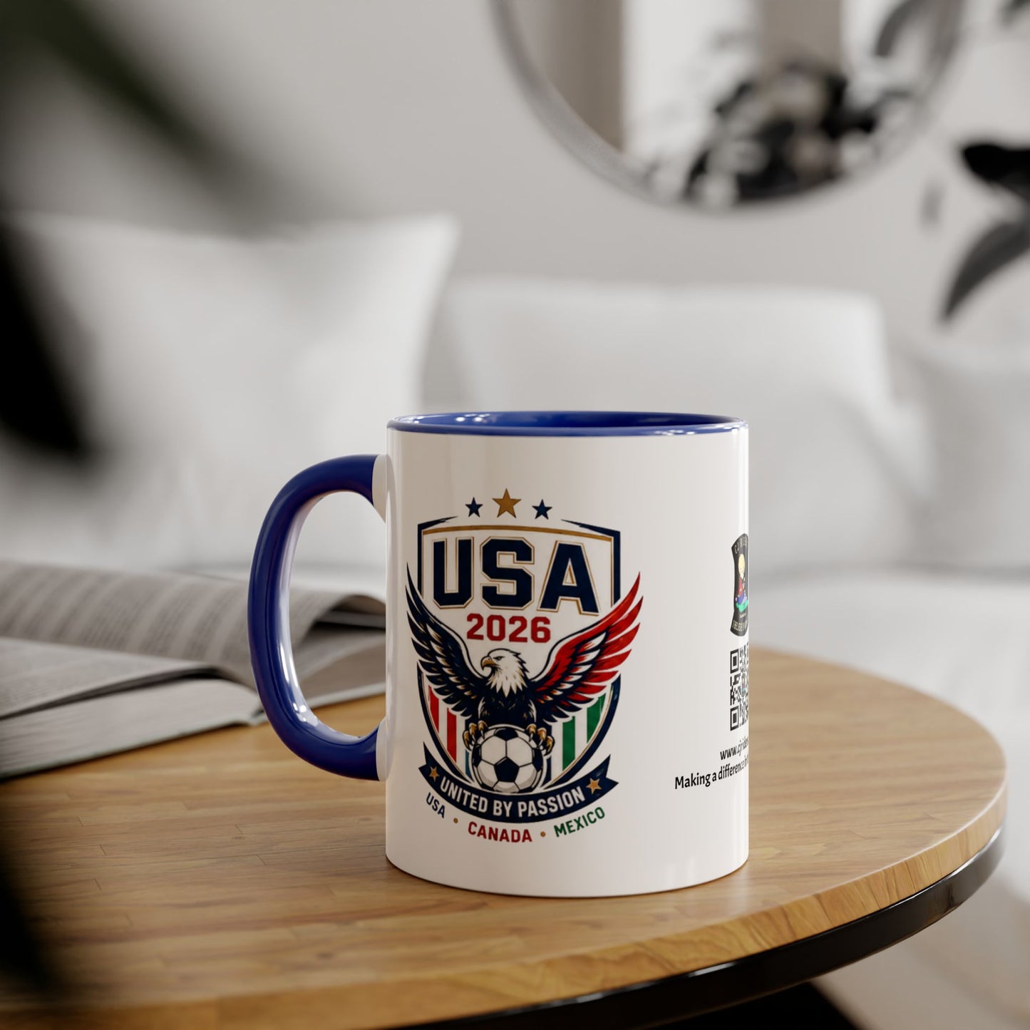 USA 2026 Soccer Crest Mug — United by Passion Accent 11oz