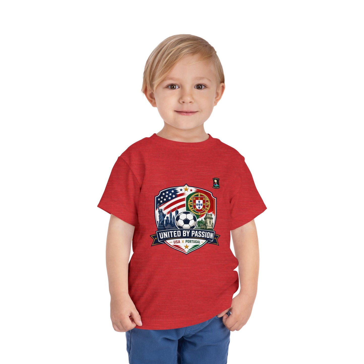 Toddler Tee - "United by Passion" USA & Portugal Flag Crest