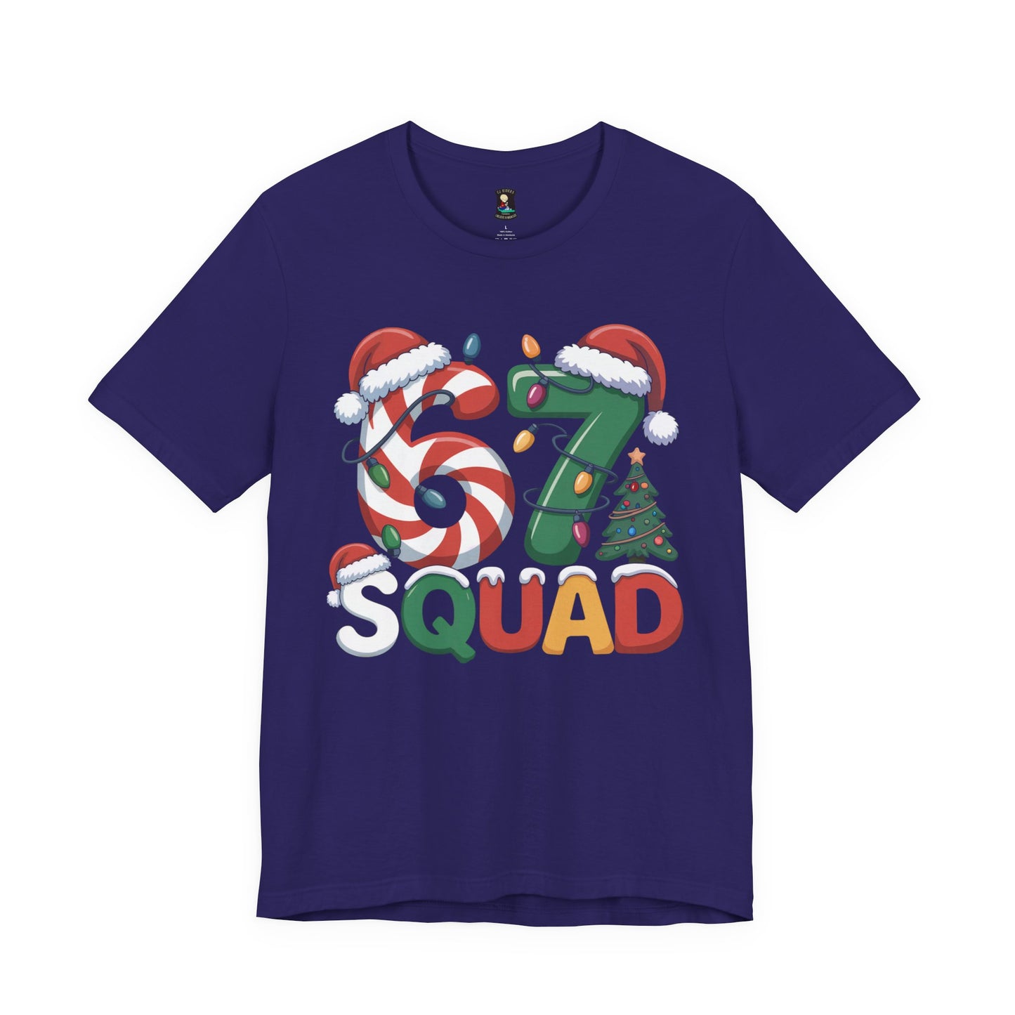 Christmas 67 Squad Unisex Tee — Holiday Candy Cane & Tree Graphic Shirt