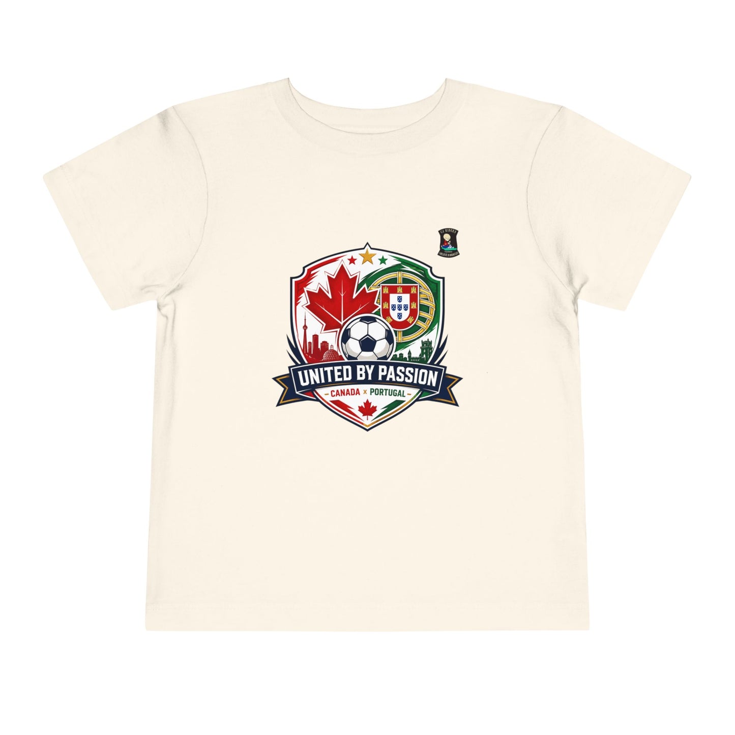Toddler Tee — "United by Passion" Canada Portugal Soccer Crest