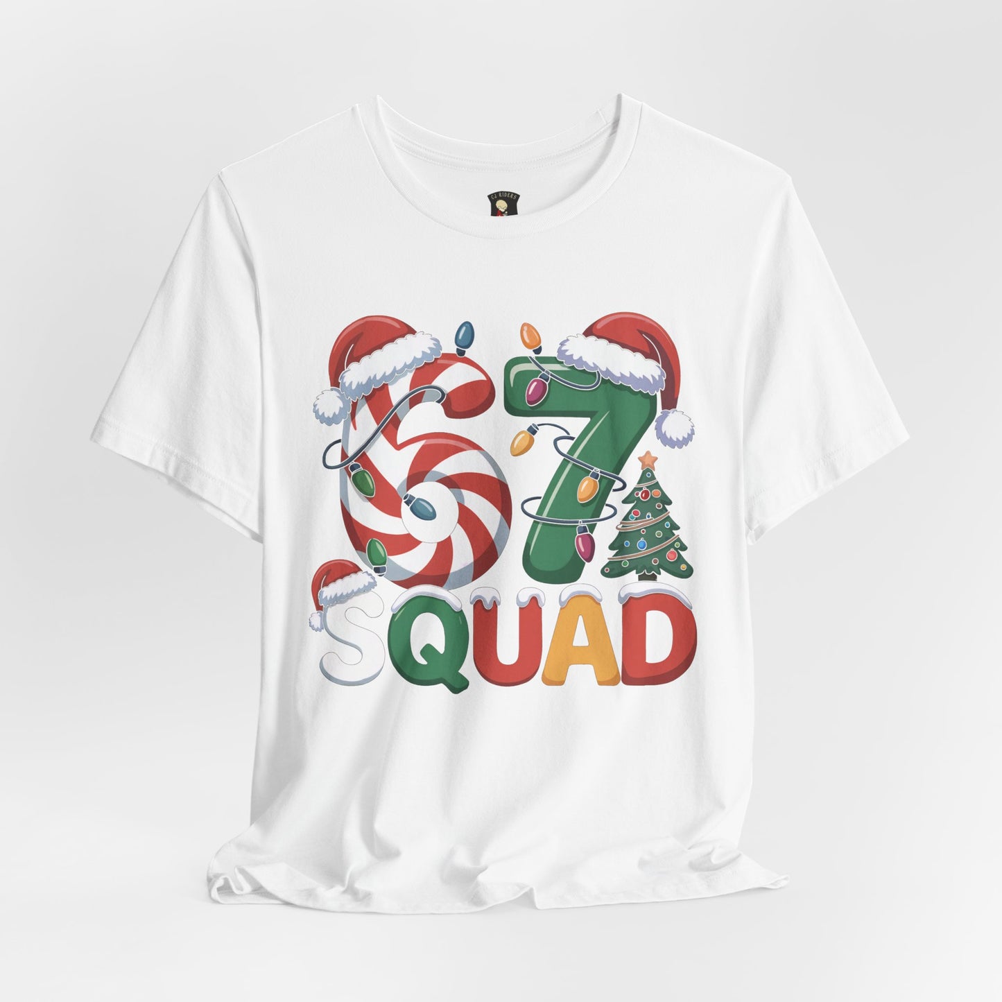 Christmas 67 Squad Unisex Tee — Holiday Candy Cane & Tree Graphic Shirt