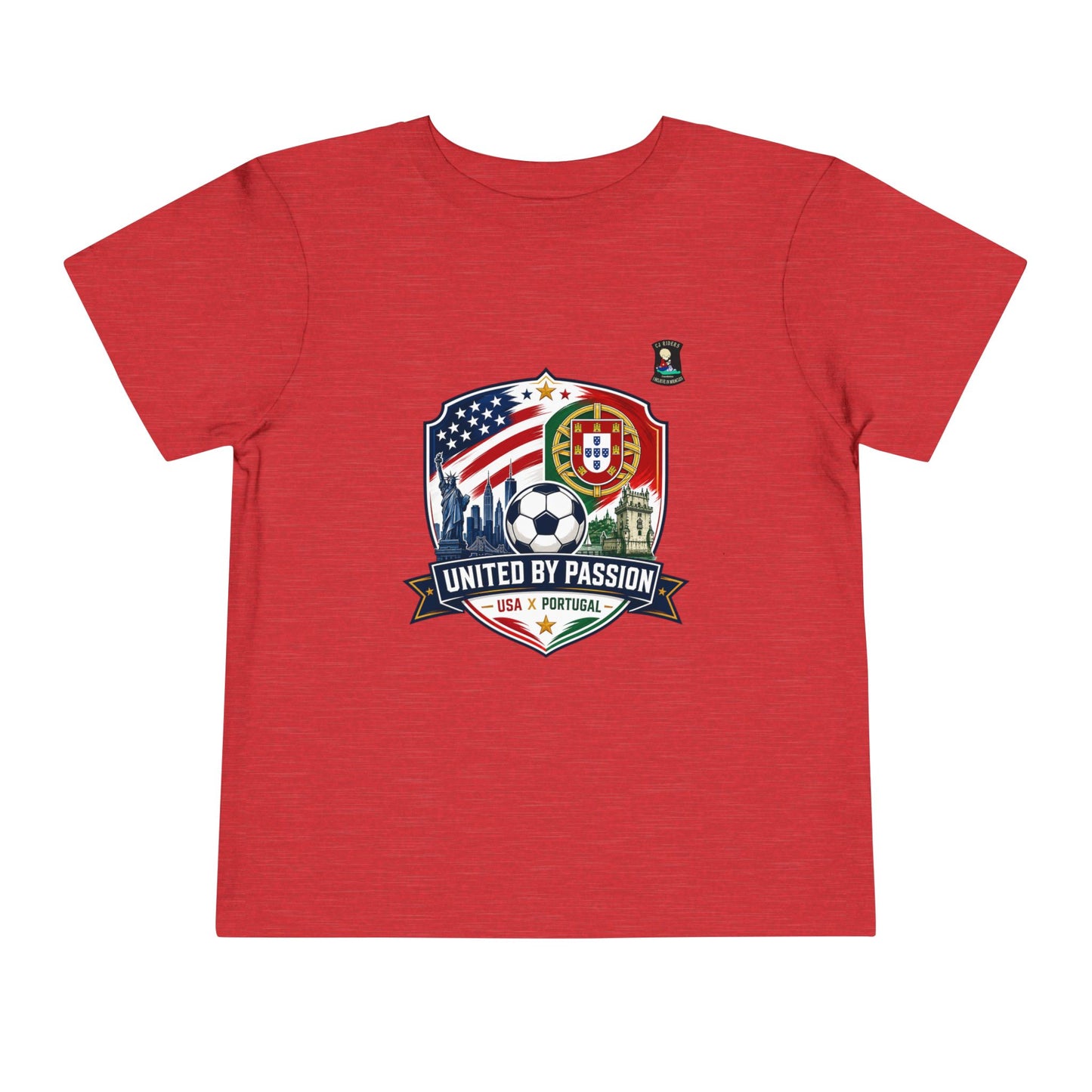 Toddler Tee - "United by Passion" USA & Portugal Flag Crest
