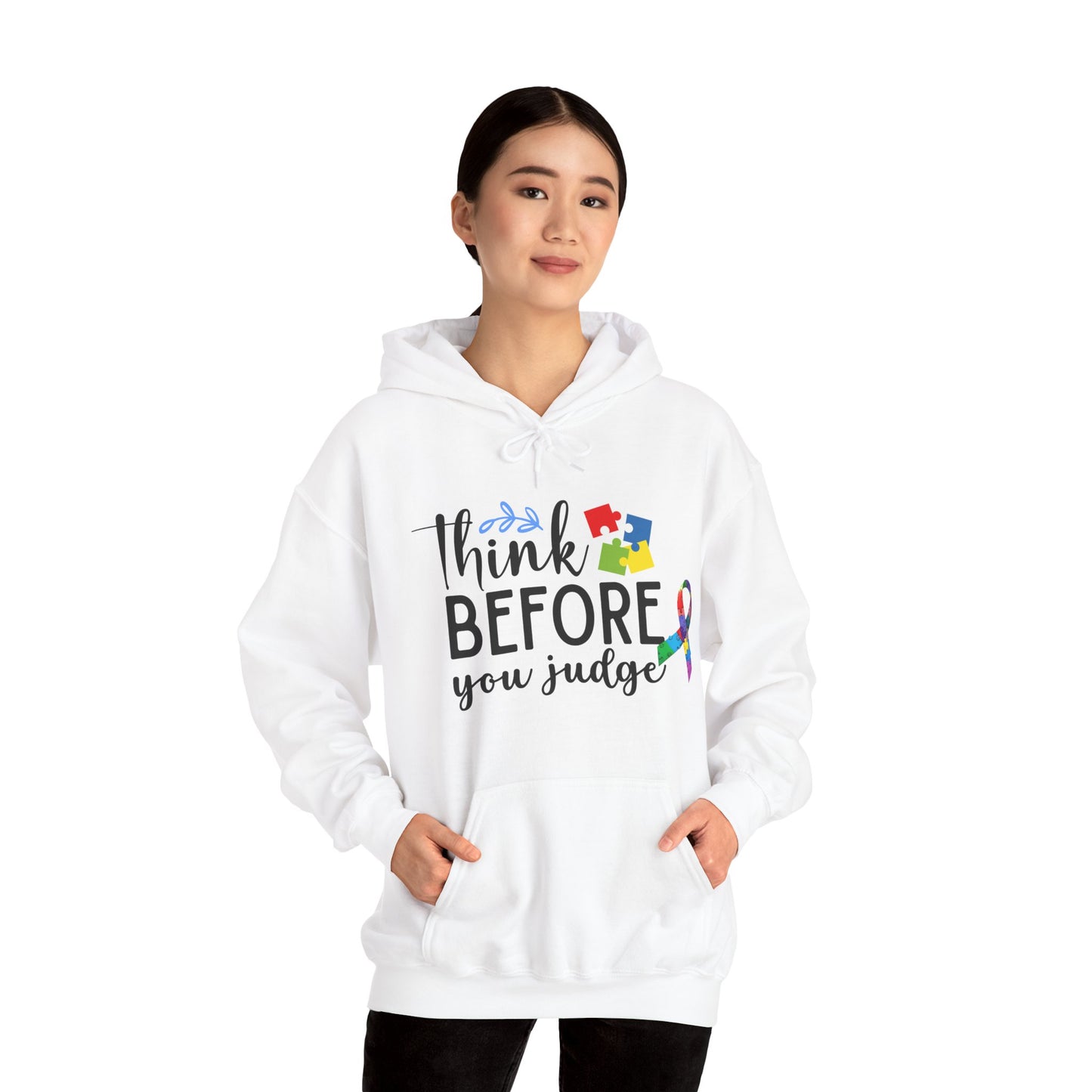 Awareness Ribbon Hooded Sweatshirt - Think Before You Judge